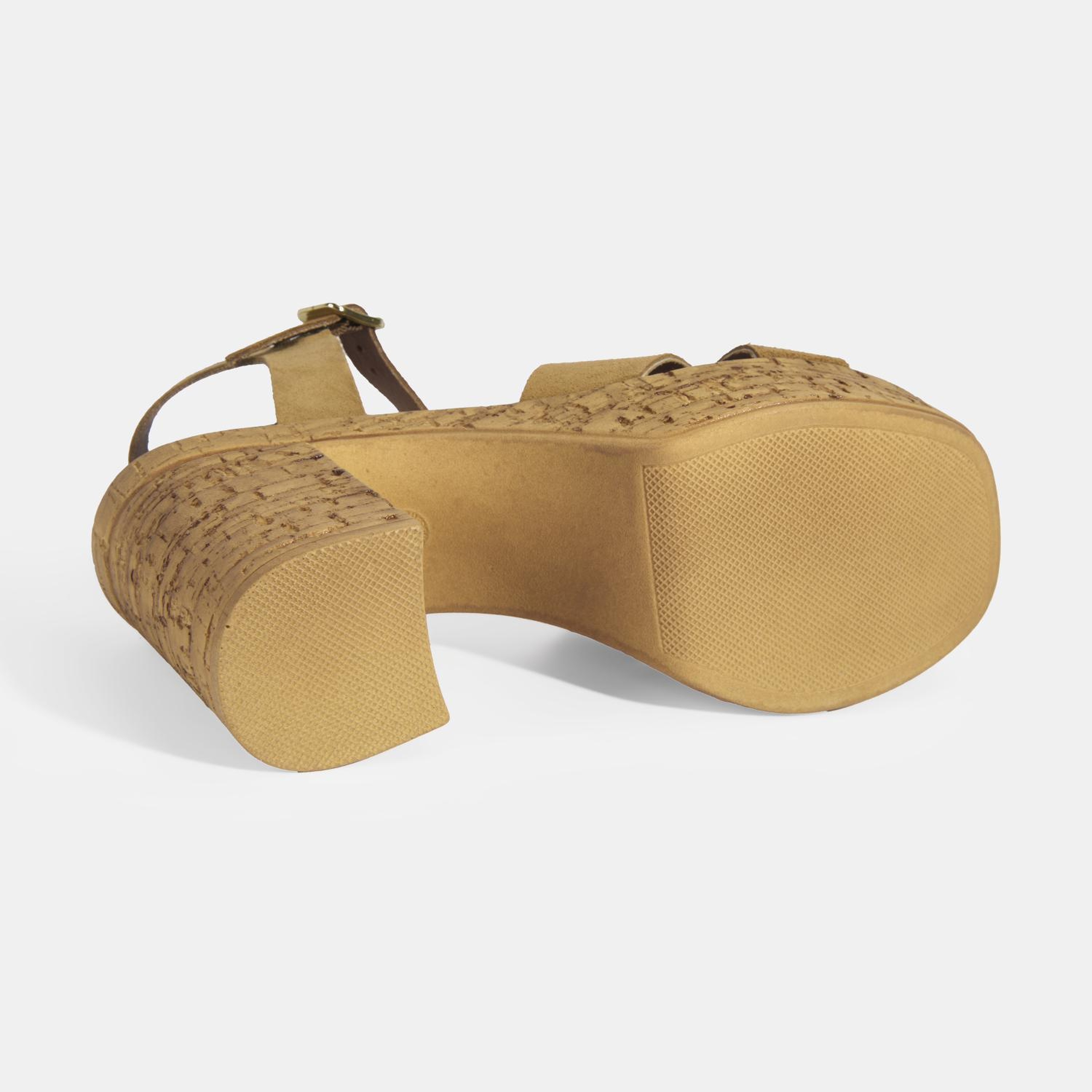 Kadın Taba Ayarlanabilir Tokalı Topuklu Süet Sandalet