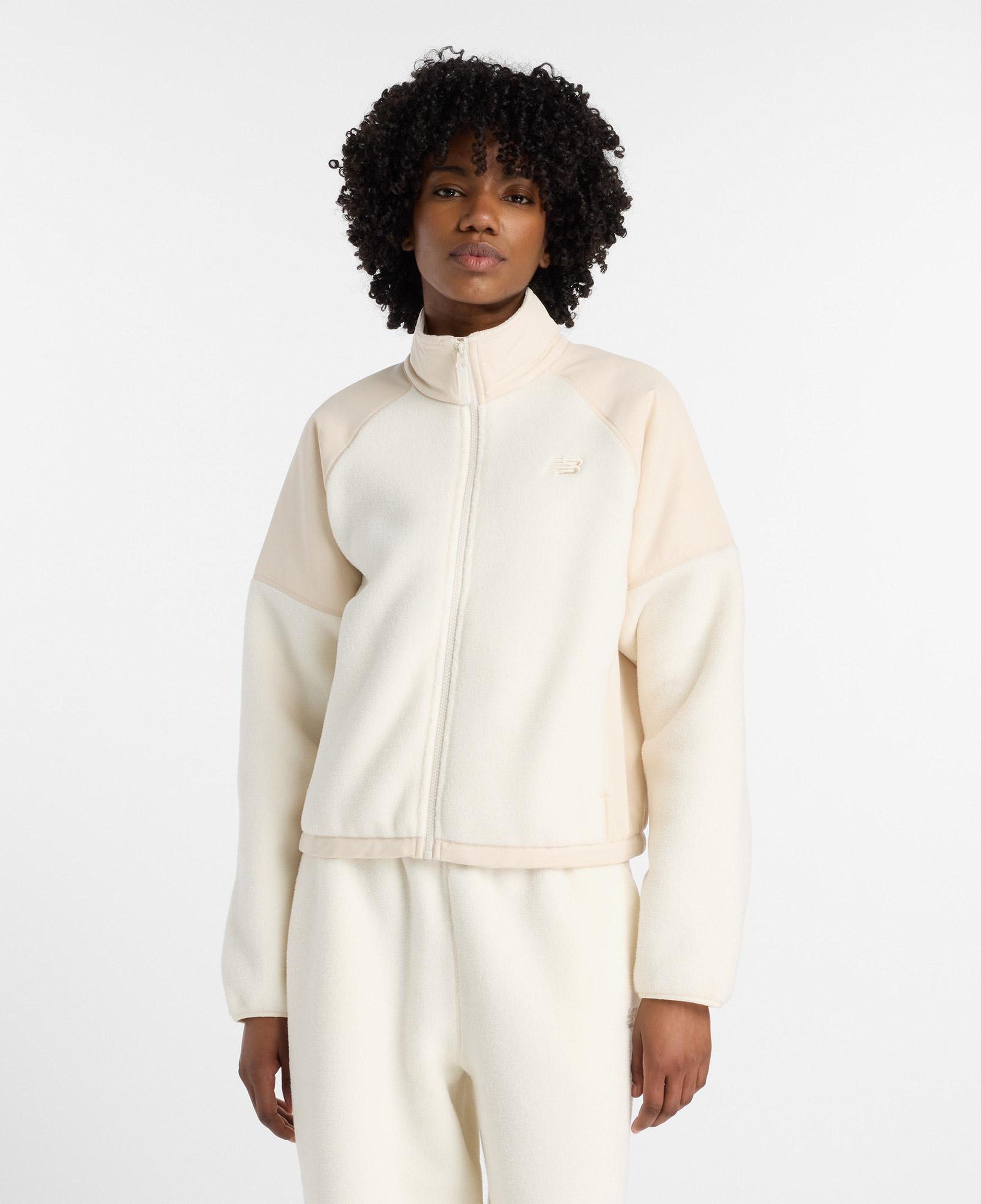 New Balance High Pile Fleece Kadın Beyaz Ceket