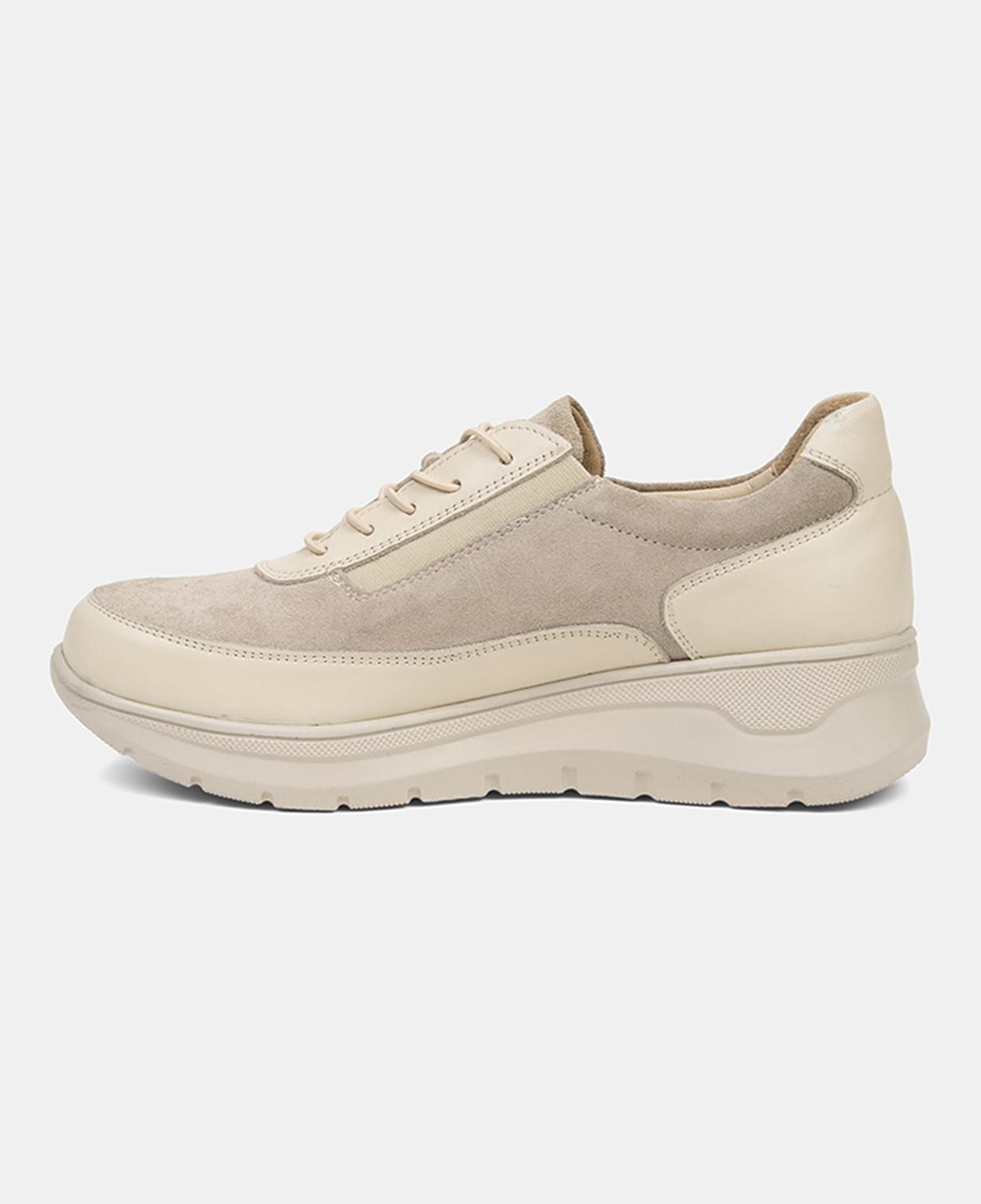 Kadın Bej DesaComfort Fermuarlı Deri Spor Ayakkabı