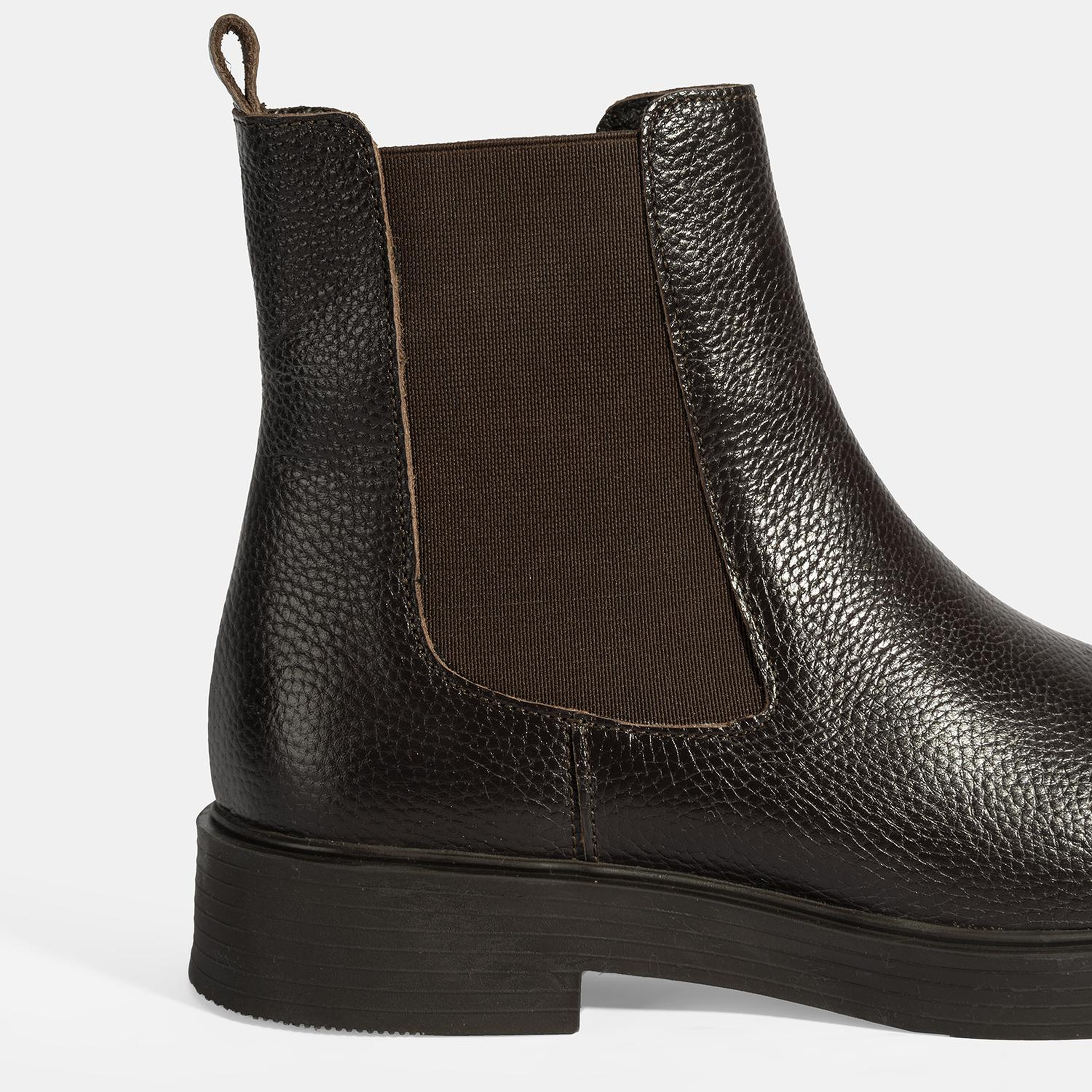 Kadın Kahve Lastik Detaylı Deri Bot