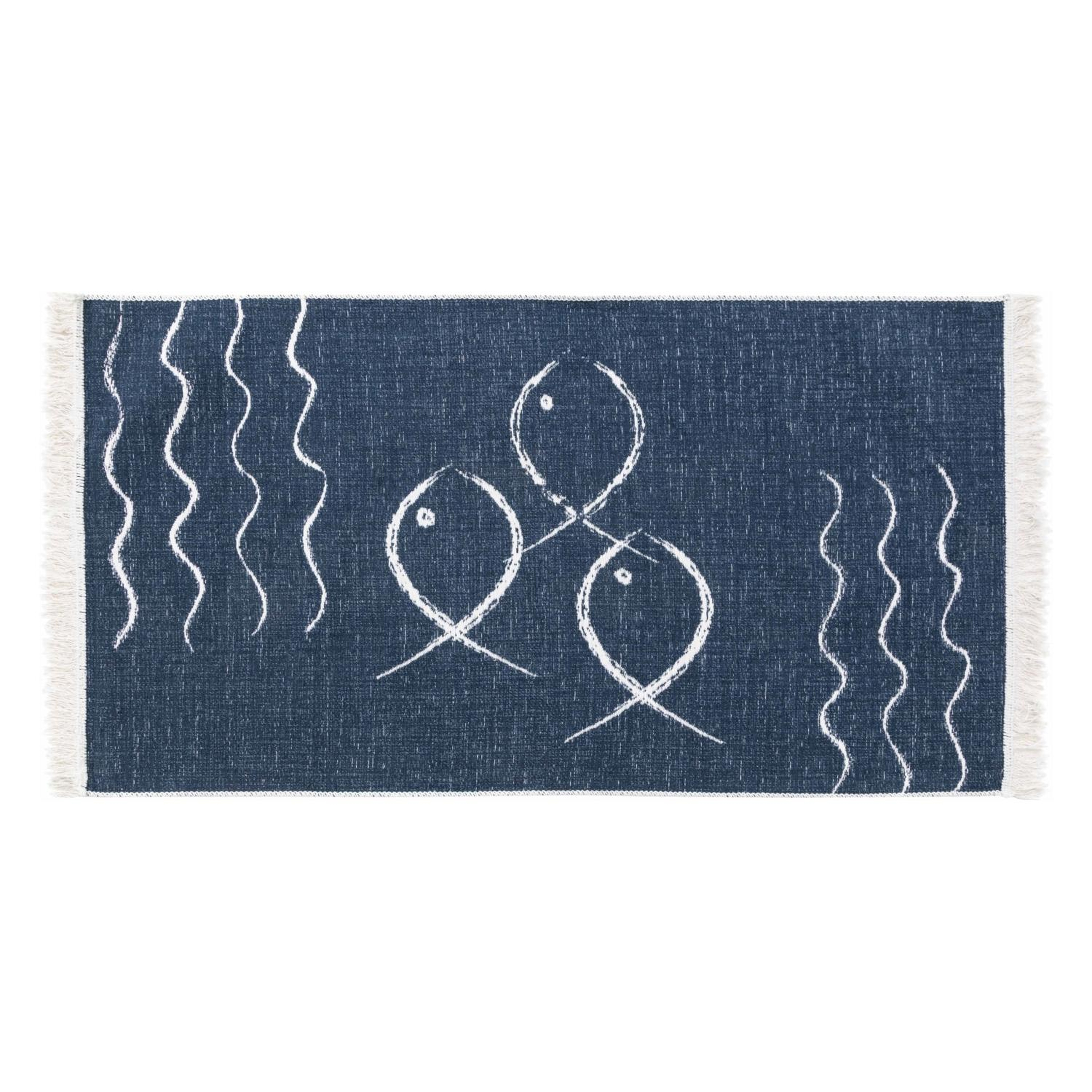 LARISSA FISH ÇİFT TARAFLI KİLİM LACİVERT BEYAZ 80X150