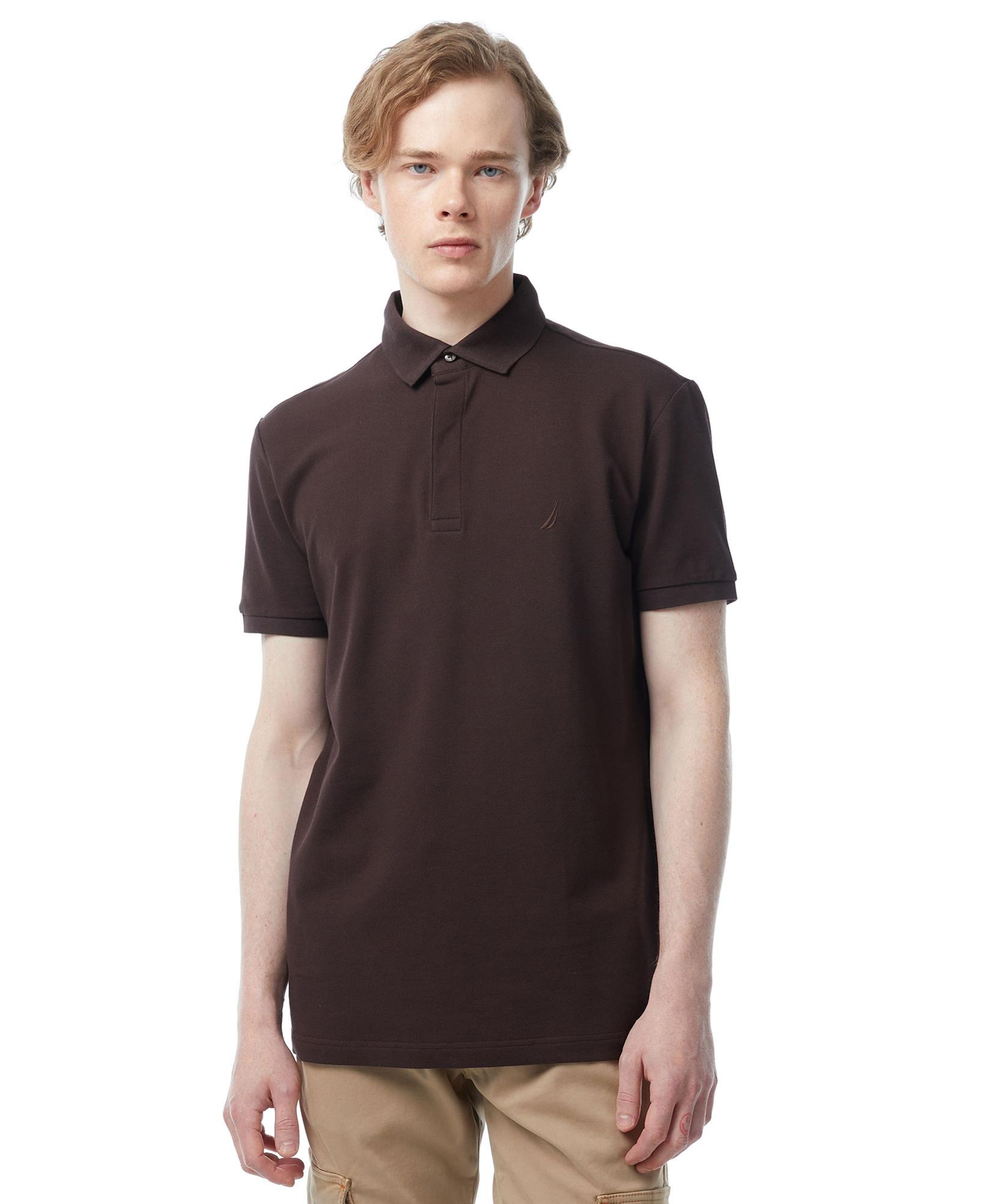 Nautica Erkek Kahverengi Slim Fit Kısa Kollu Polo Yaka T-Shirt