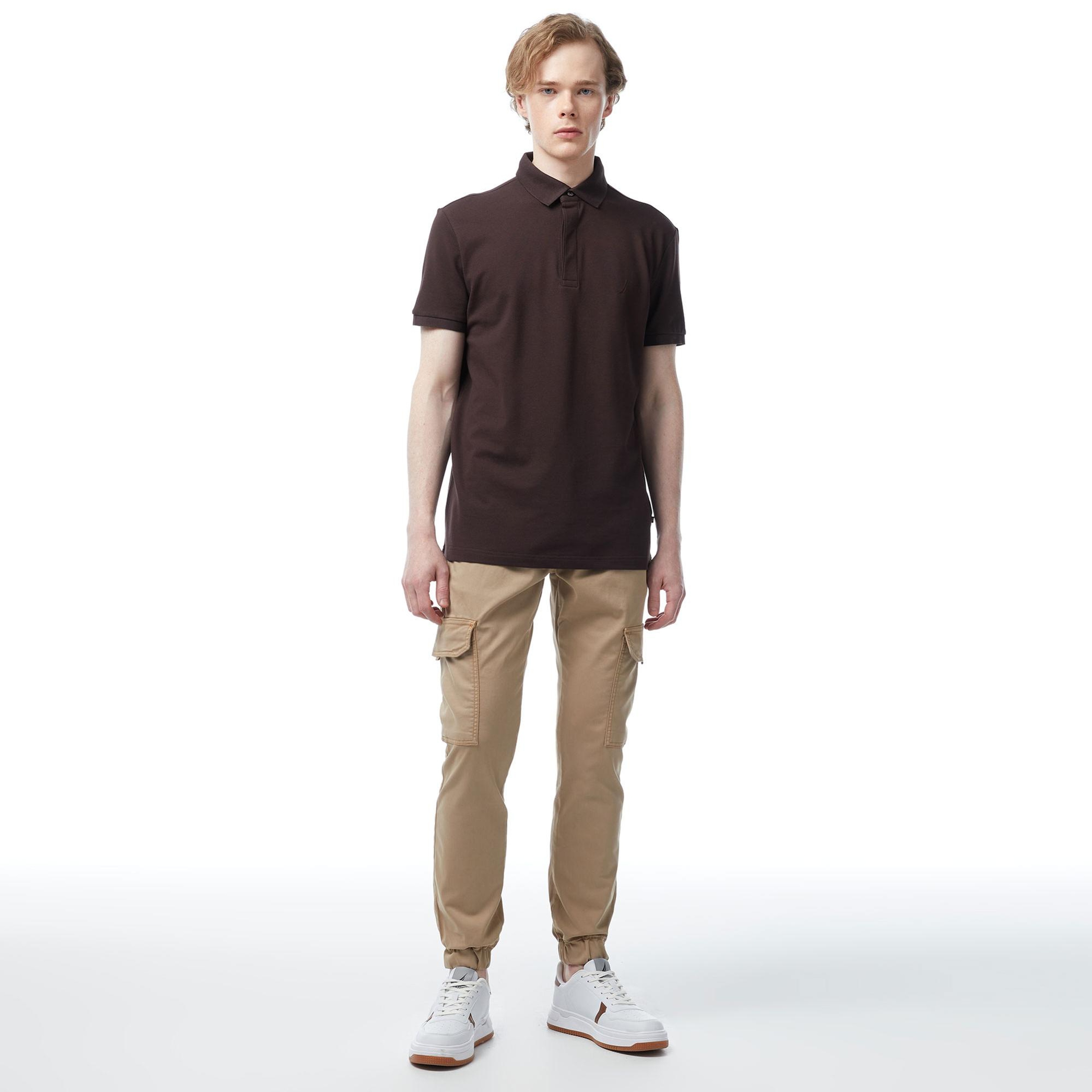 Nautica Erkek Kahverengi Slim Fit Kısa Kollu Polo Yaka T-Shirt
