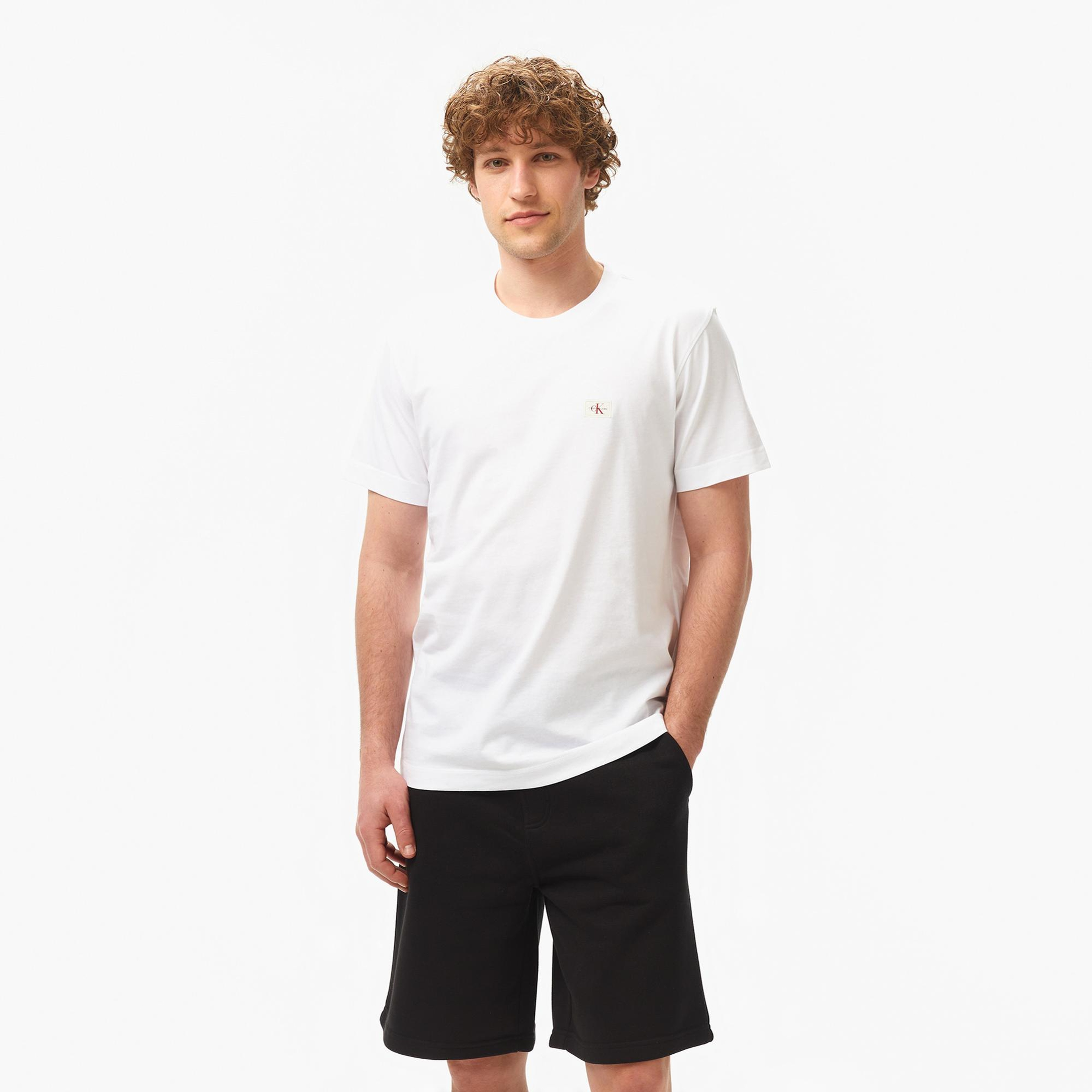 Calvin Klein Woven Label Regular Erkek Beyaz T-Shirt