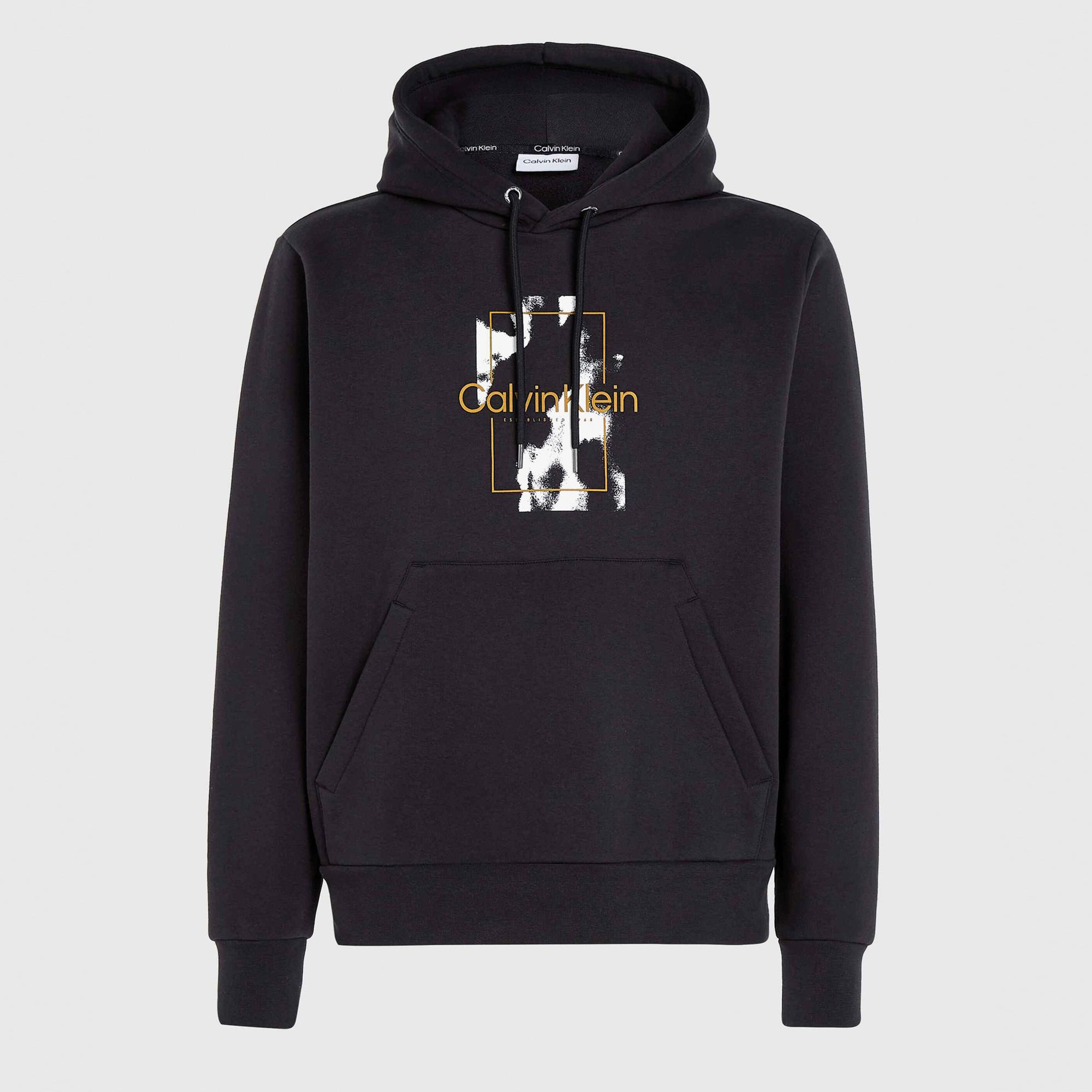 Calvin Klein All-Over-Print Erkek Siyah Sweatshirt