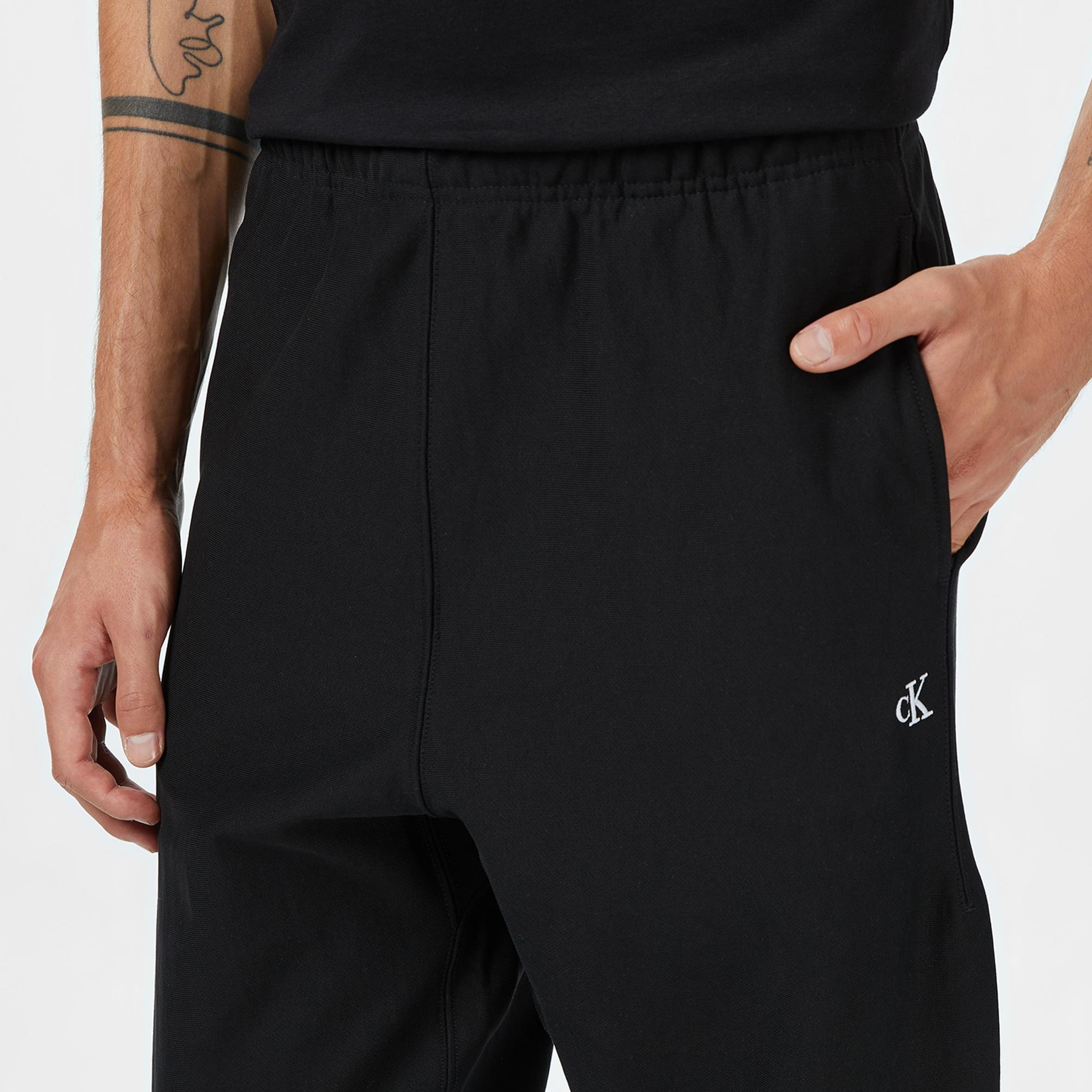 Calvin Klein Premium Terry Monogram Jogger Erkek Siyah Eşofman Altı
