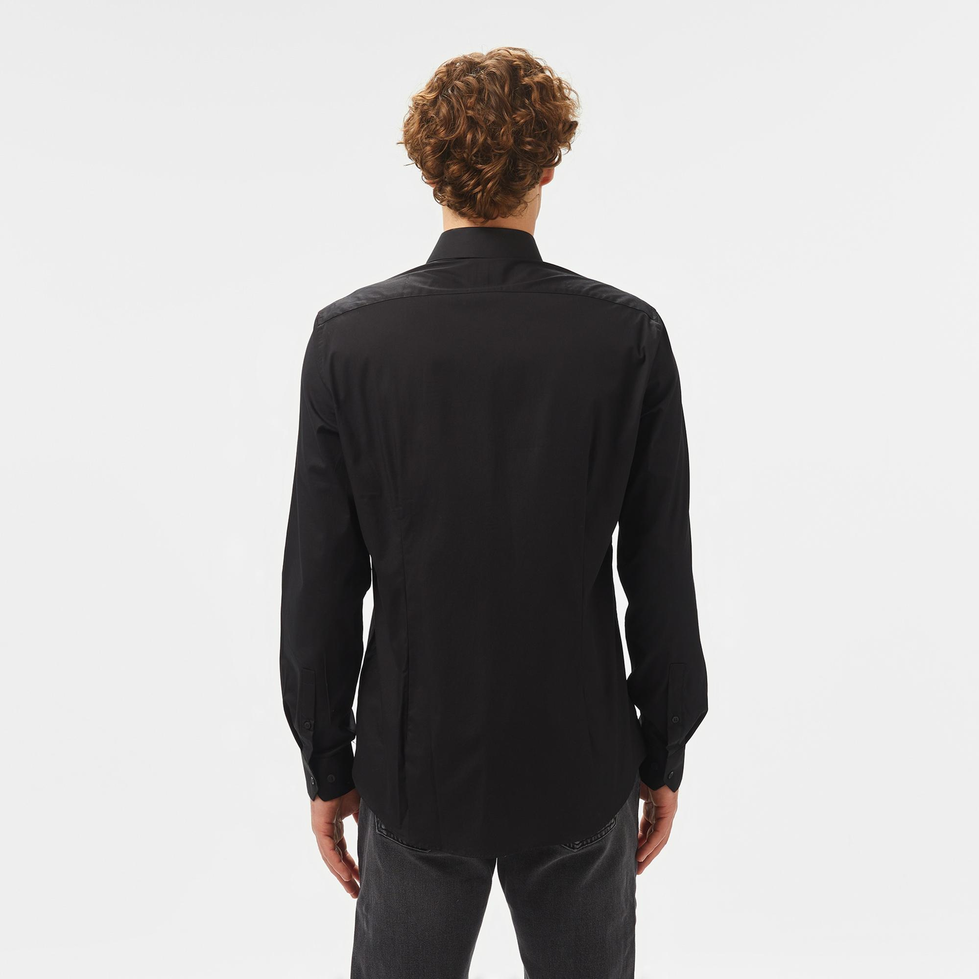 Calvin Klein Poplin Stretch Regular Erkek Siyah Gömlek