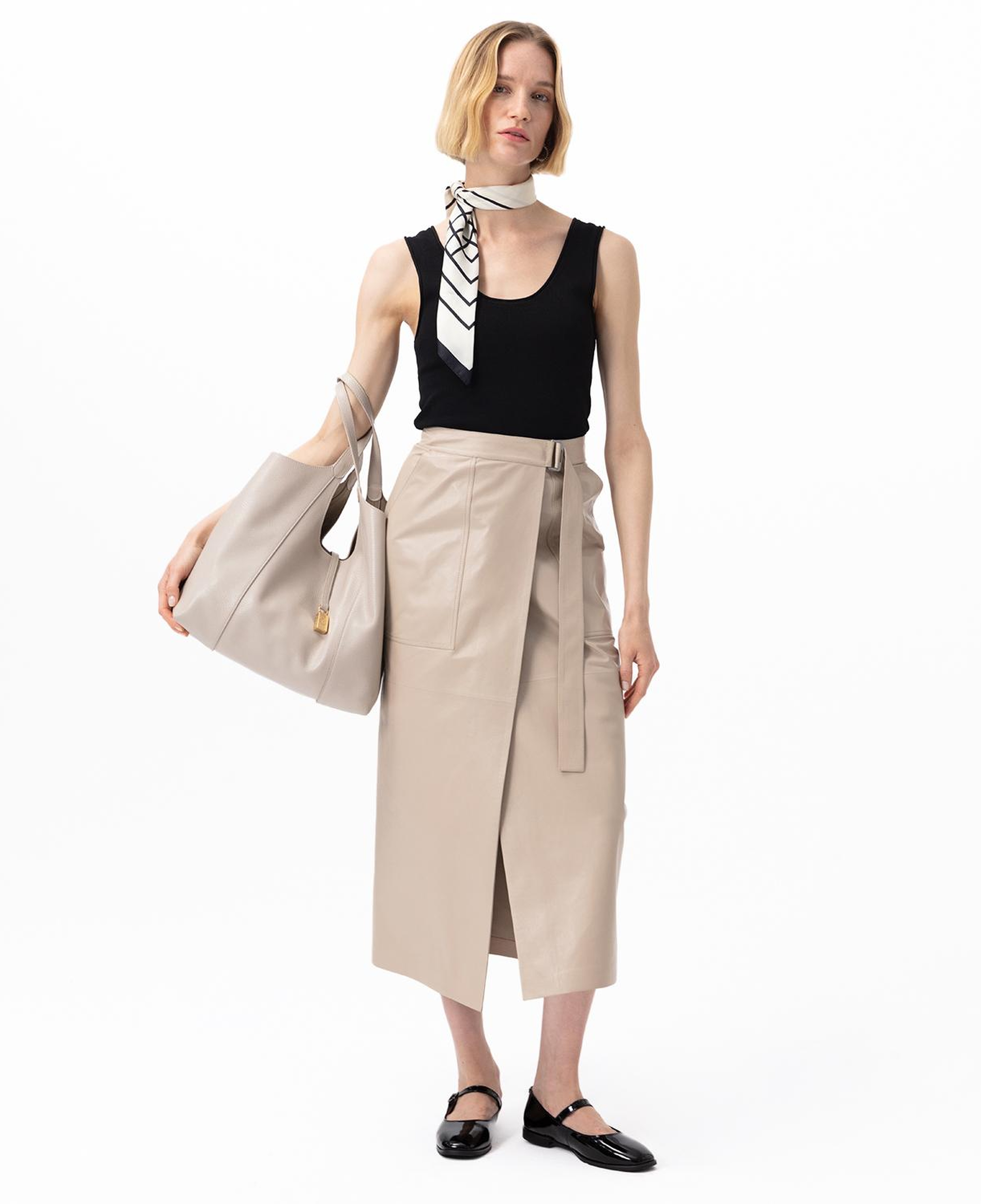 Alcee Bej Kadın Uzun Deri Etek