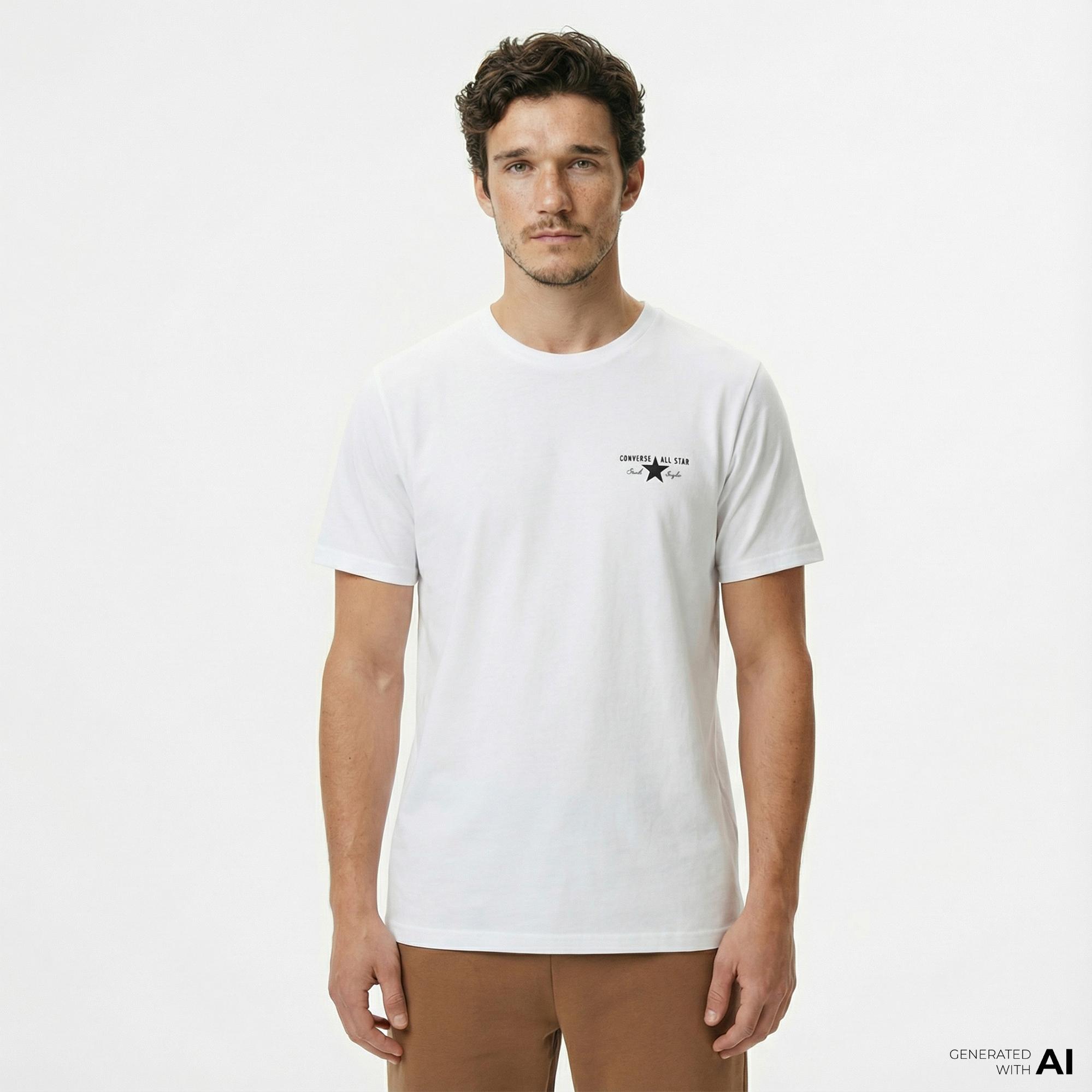 Converse Erkek Grafik Baskılı Beyaz T-Shirt