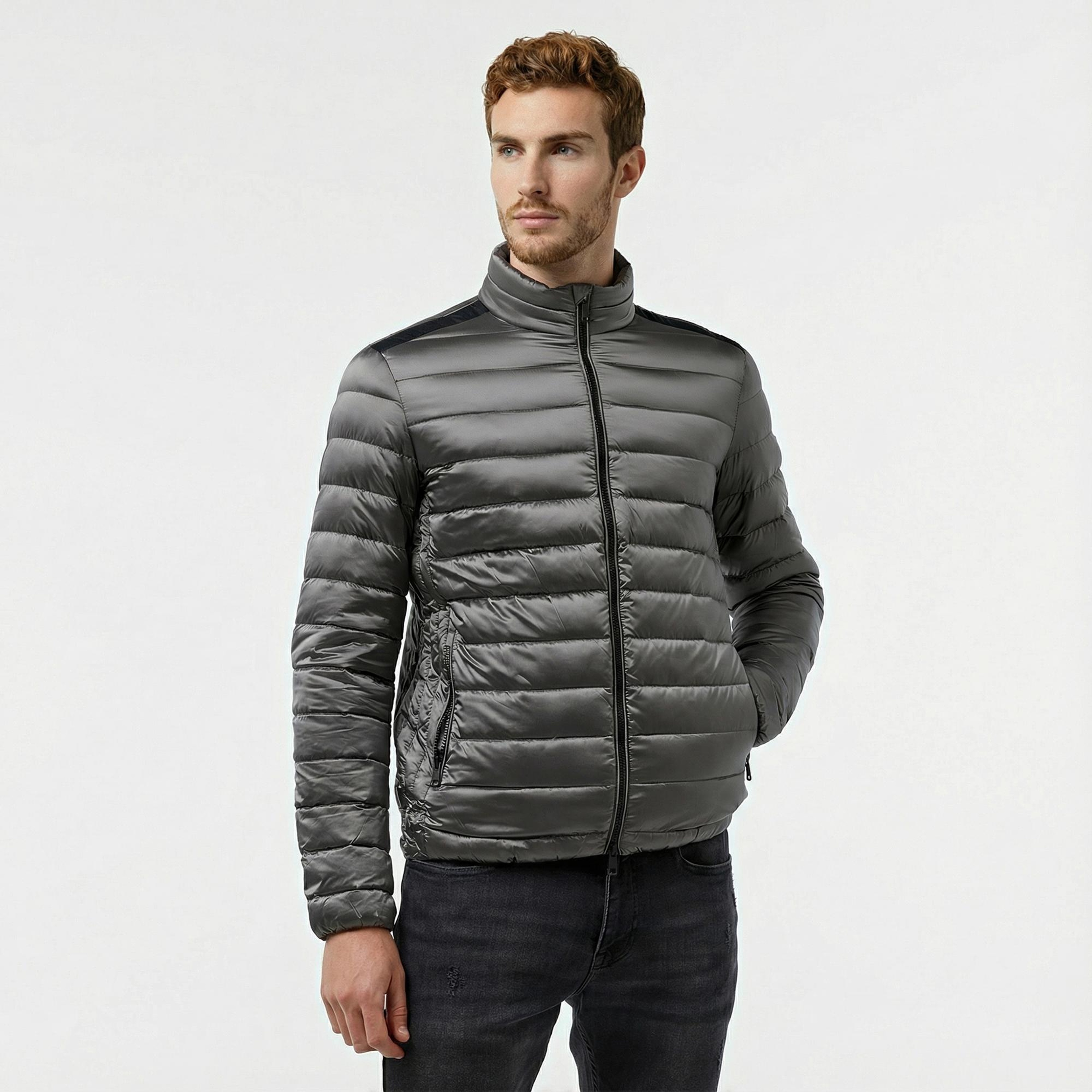 Guess Light Packable Reald Fine Erkek Gri Mont