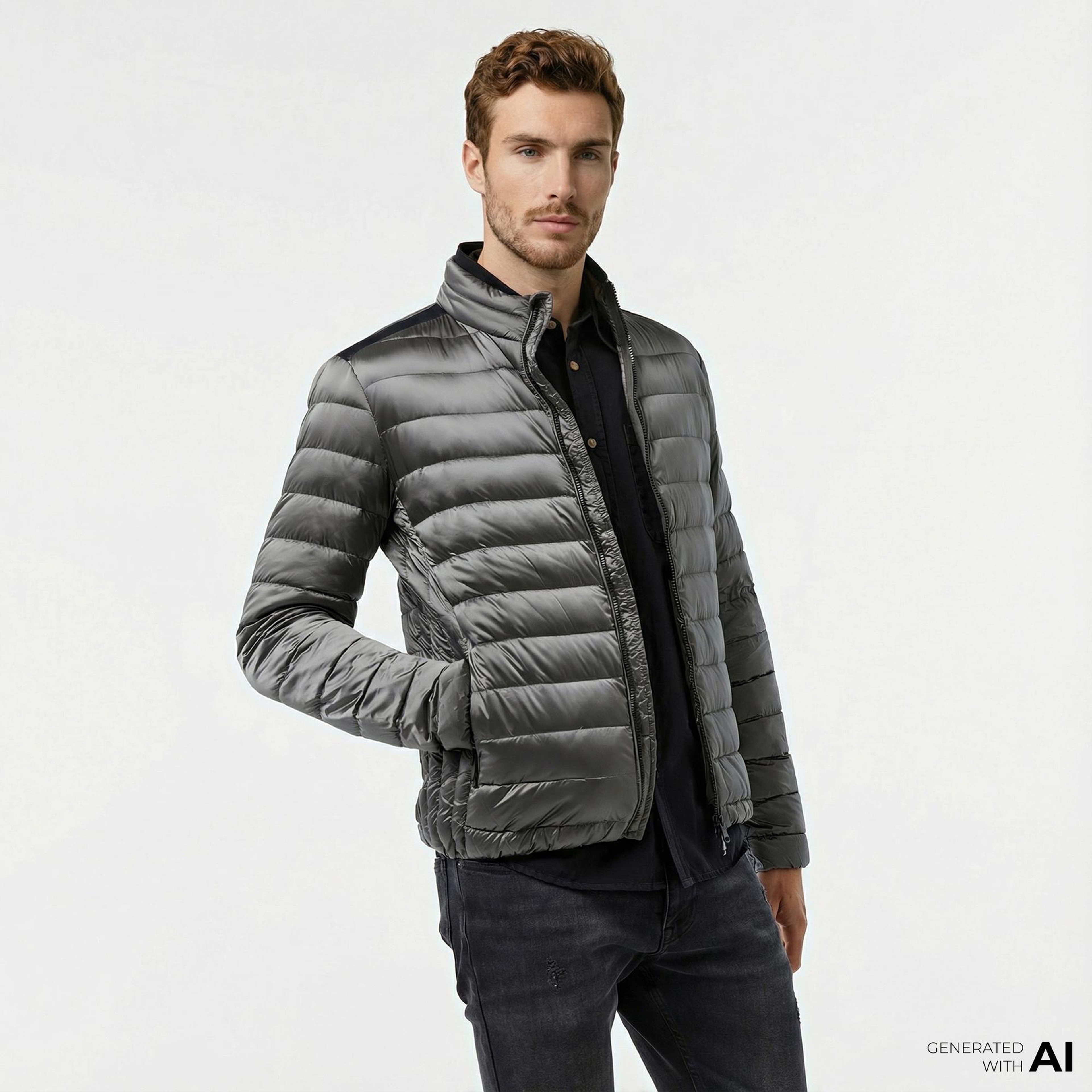 Guess Light Packable Reald Fine Erkek Gri Mont