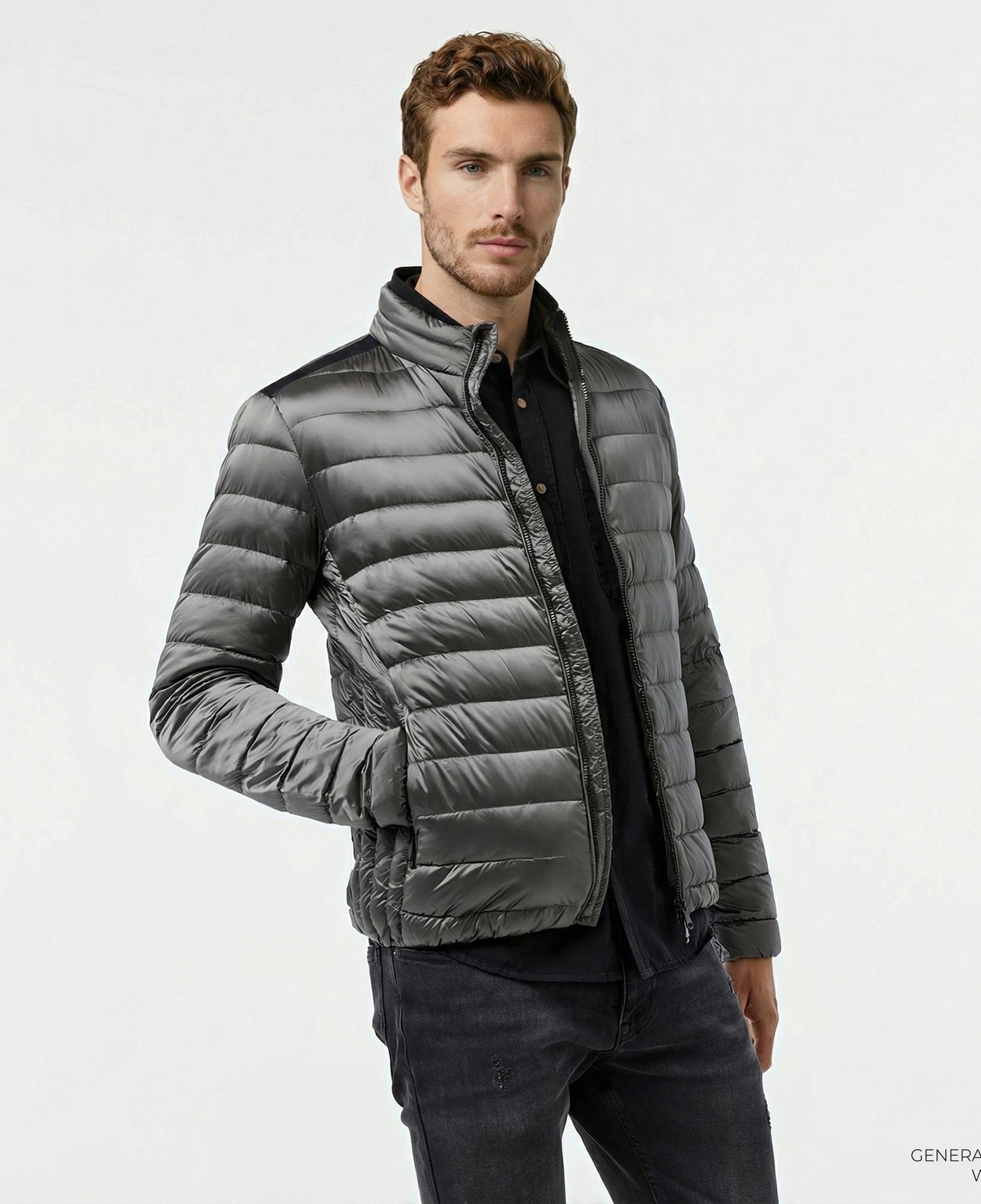 Guess Light Packable Reald Fine Erkek Gri Mont