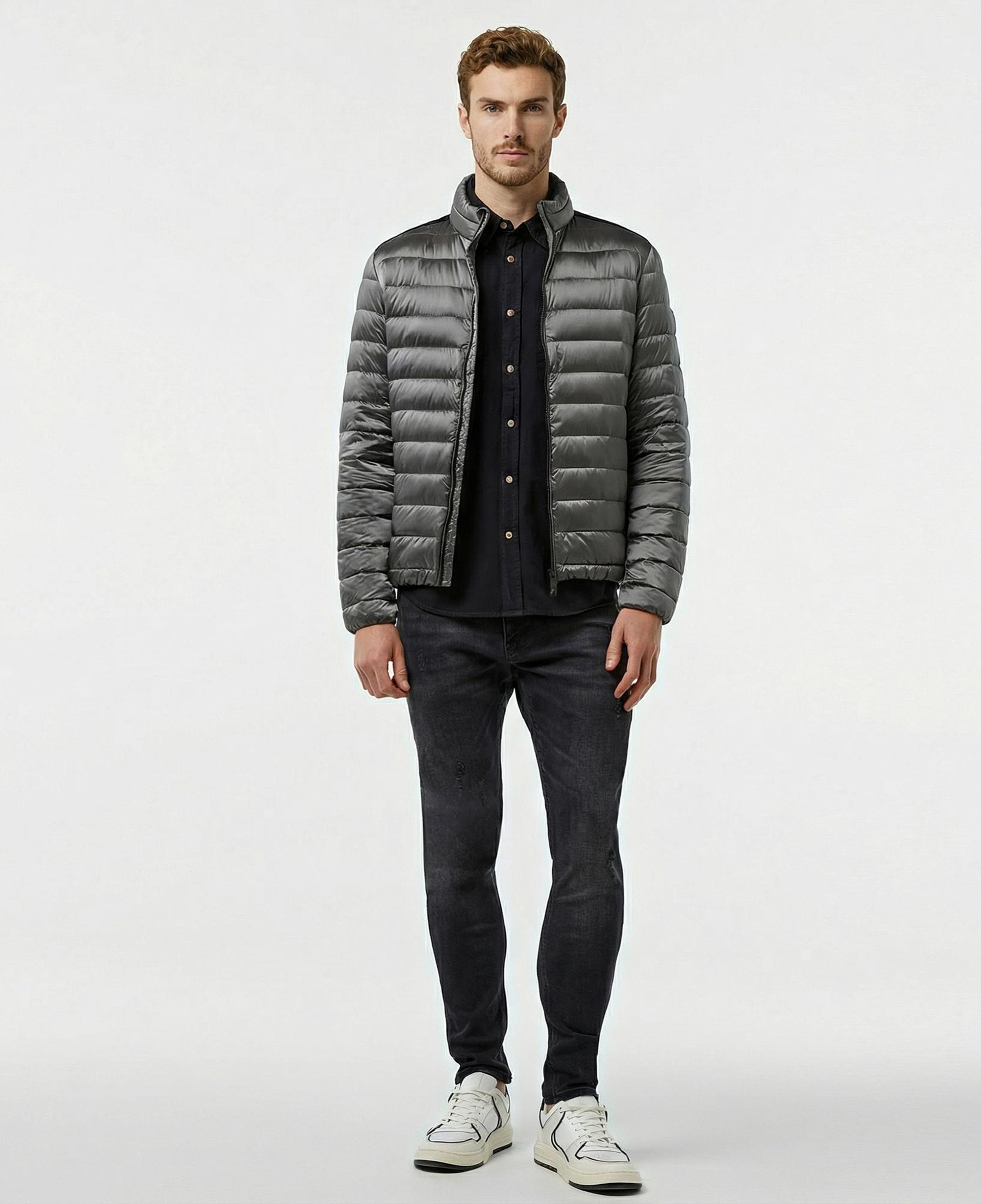 Guess Light Packable Reald Fine Erkek Gri Mont