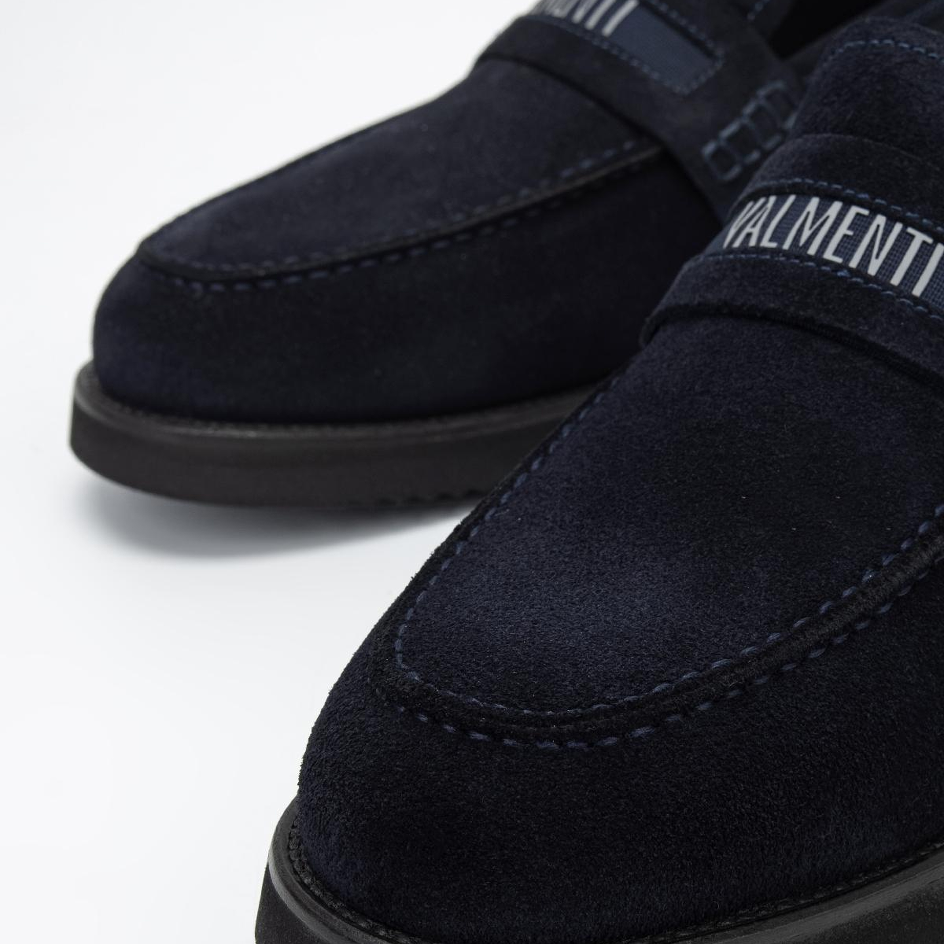 Valmenti Erkek Hakiki Deri Lacivert Süet Loafer Ayakkabı