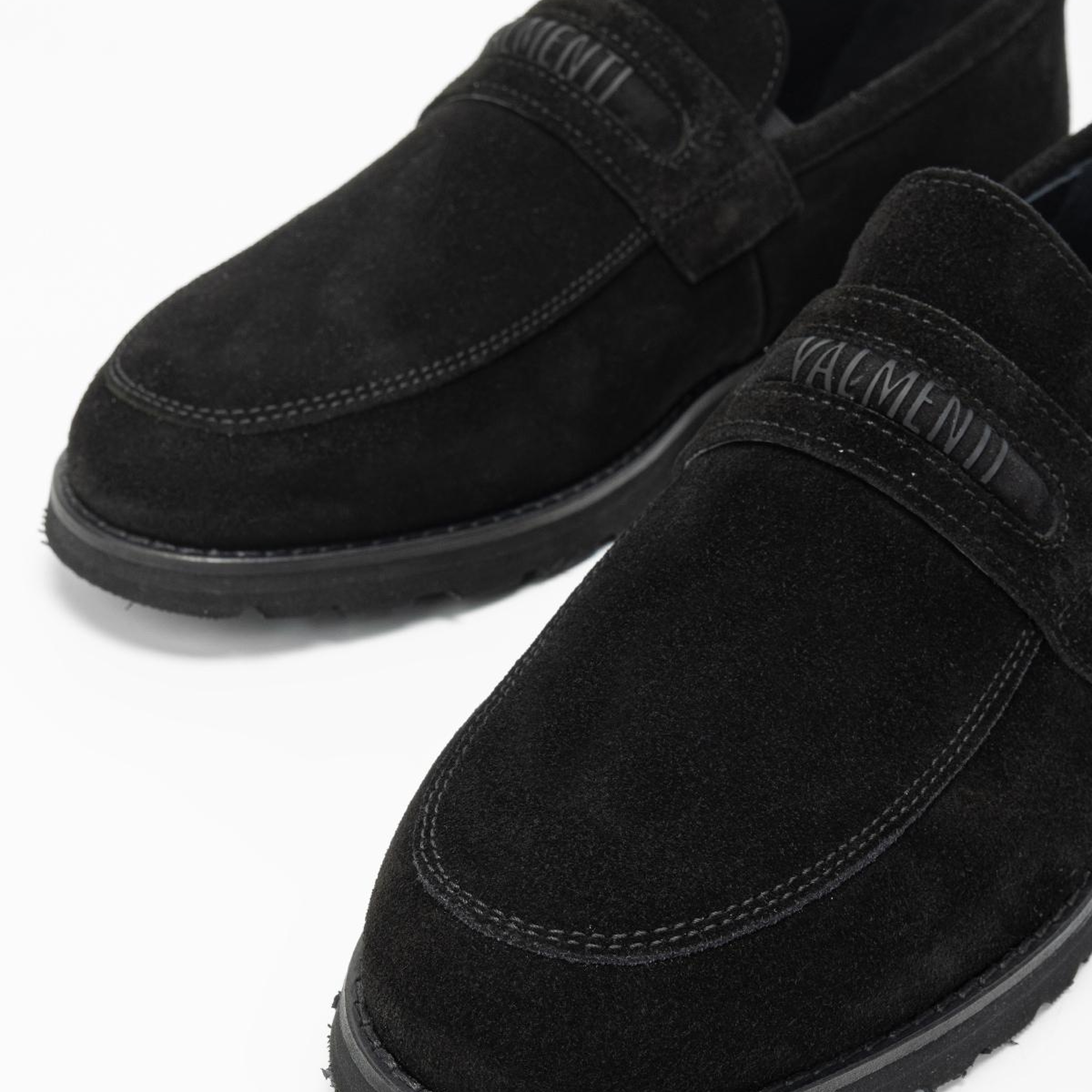 Valmenti Erkek Hakiki Deri Siyah Süet Loafer Ayakkabı