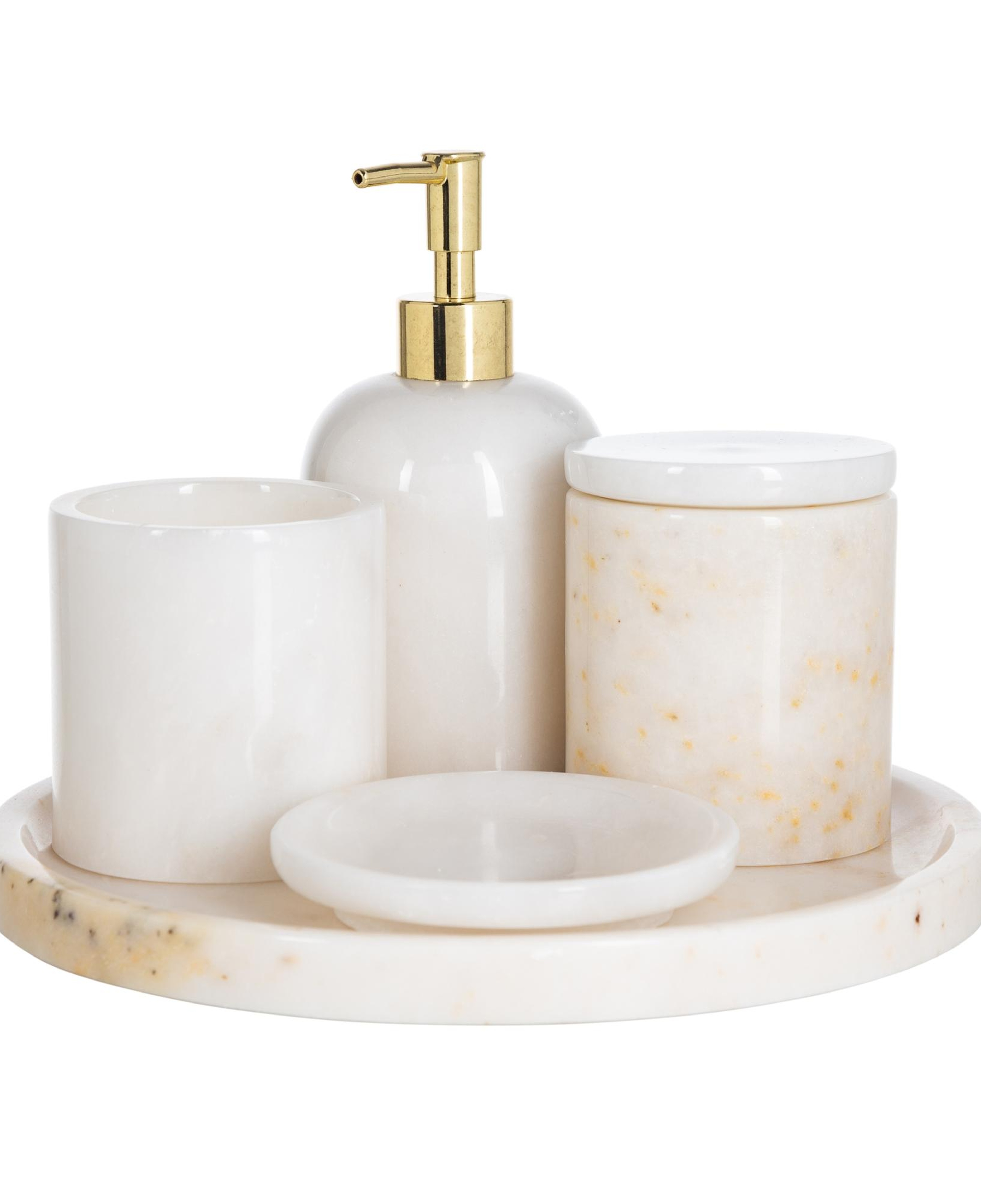 MARBLE BEYAZ 5'Lİ BANYO SETİ