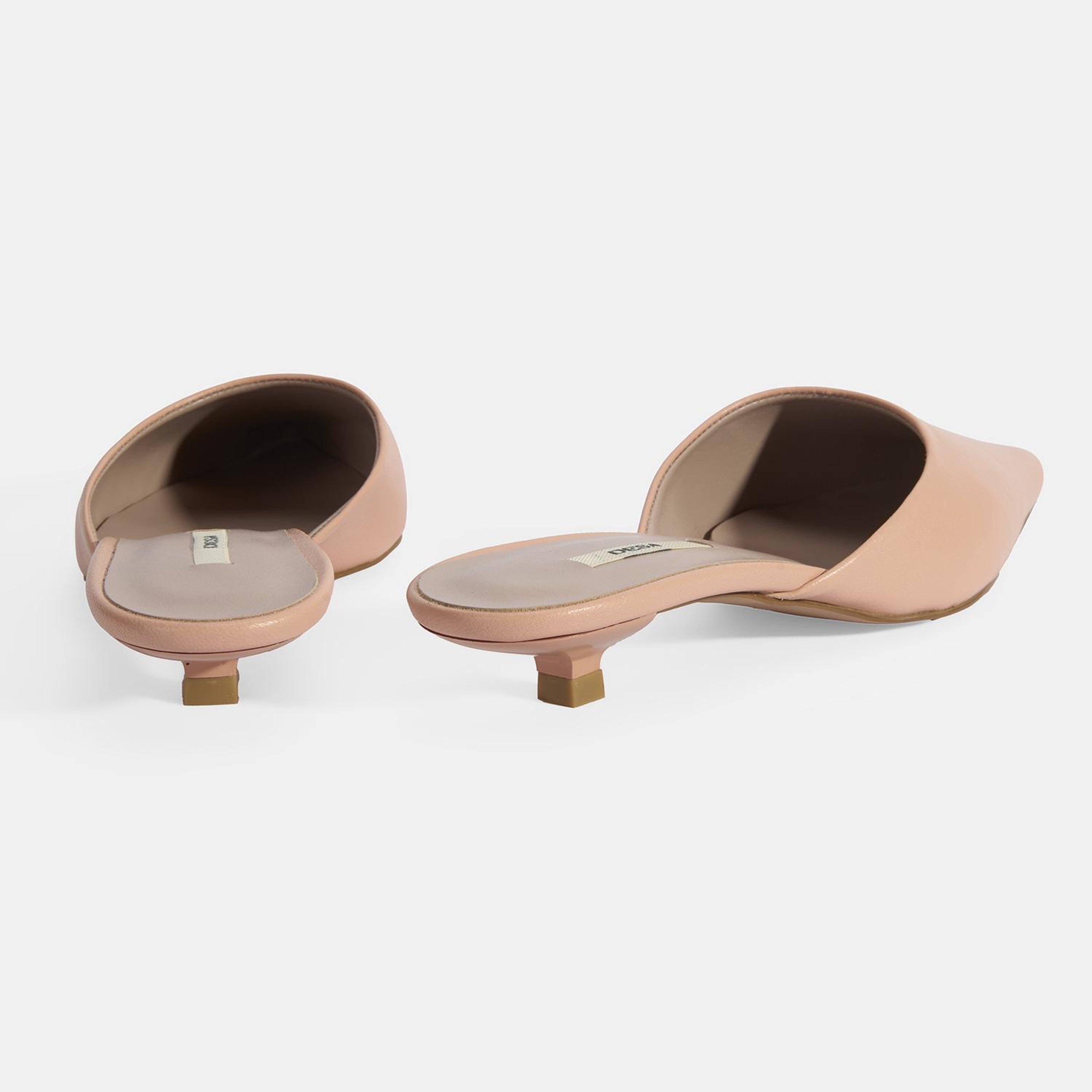 Kadın Pudra Topuklu Deri Terlik