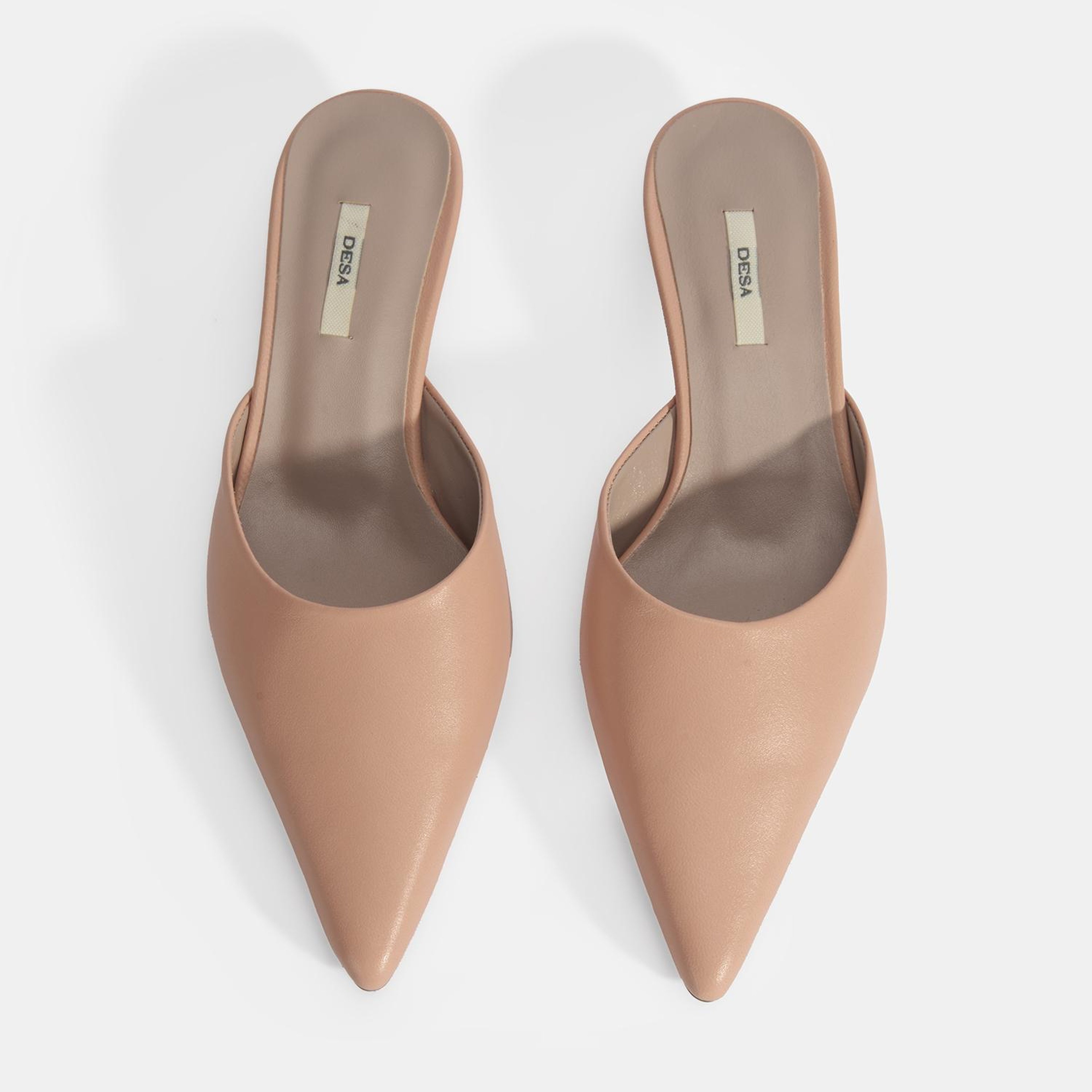 Kadın Pudra Topuklu Deri Terlik