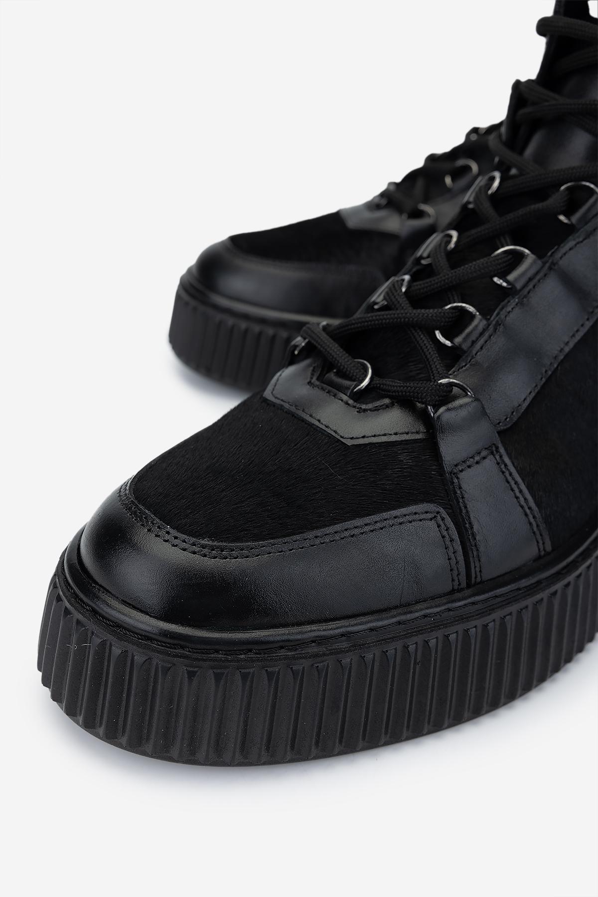 Valmenti Erkek Hakiki Deri Siyah Casual Bot