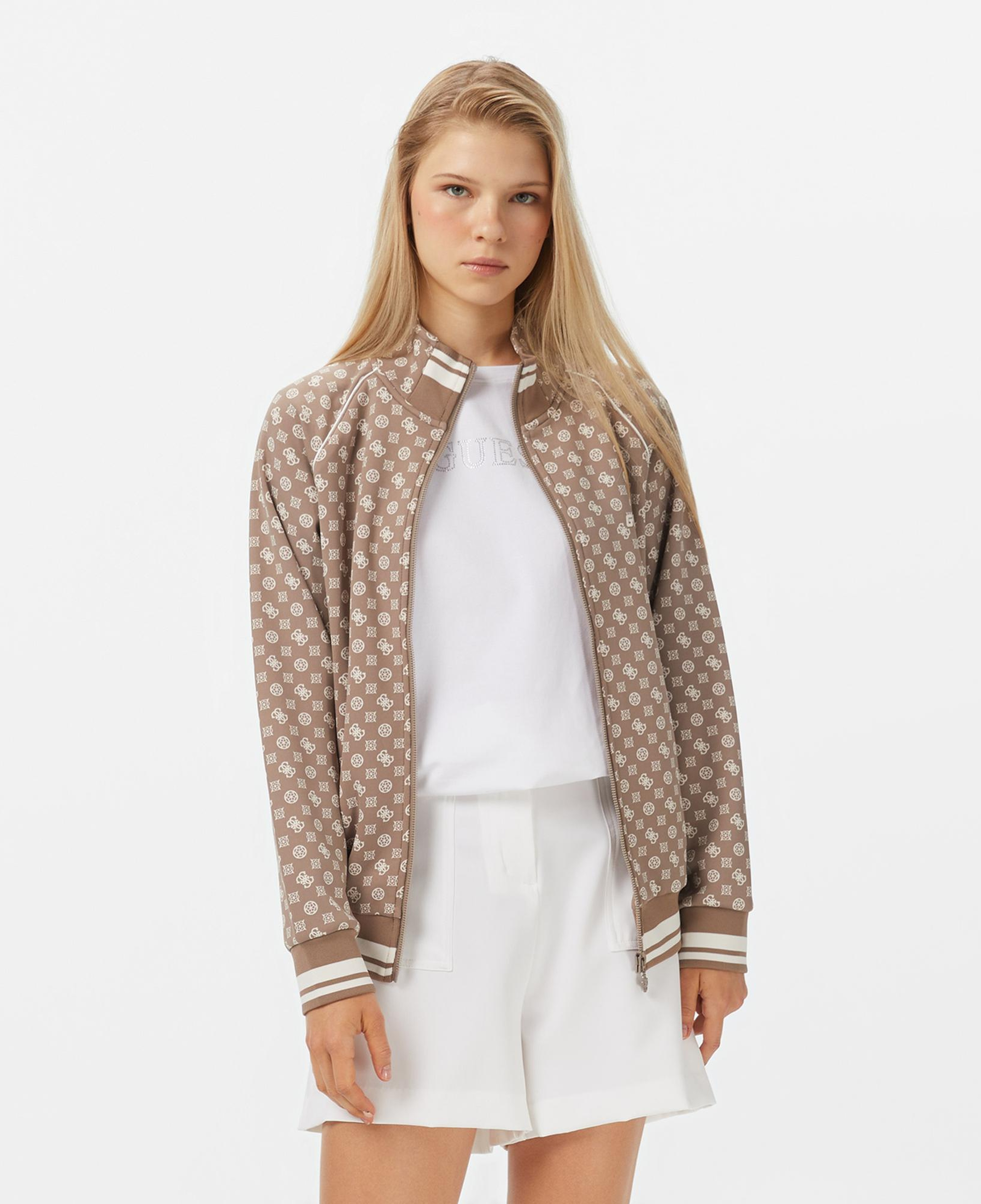 Guess Aggie Scuba Kadın Bej Sweatshirt