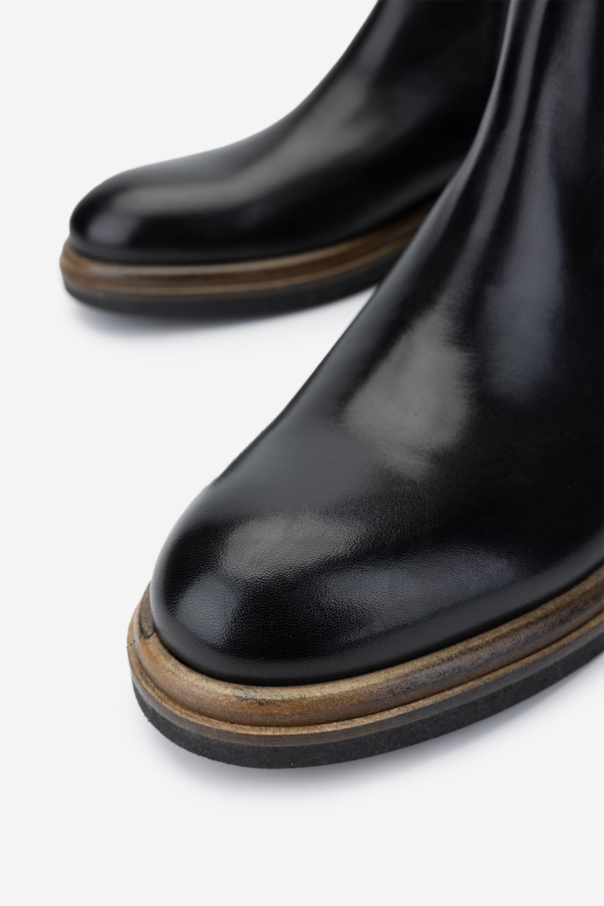 Valmenti Erkek Hakiki Deri Siyah Casual Bot