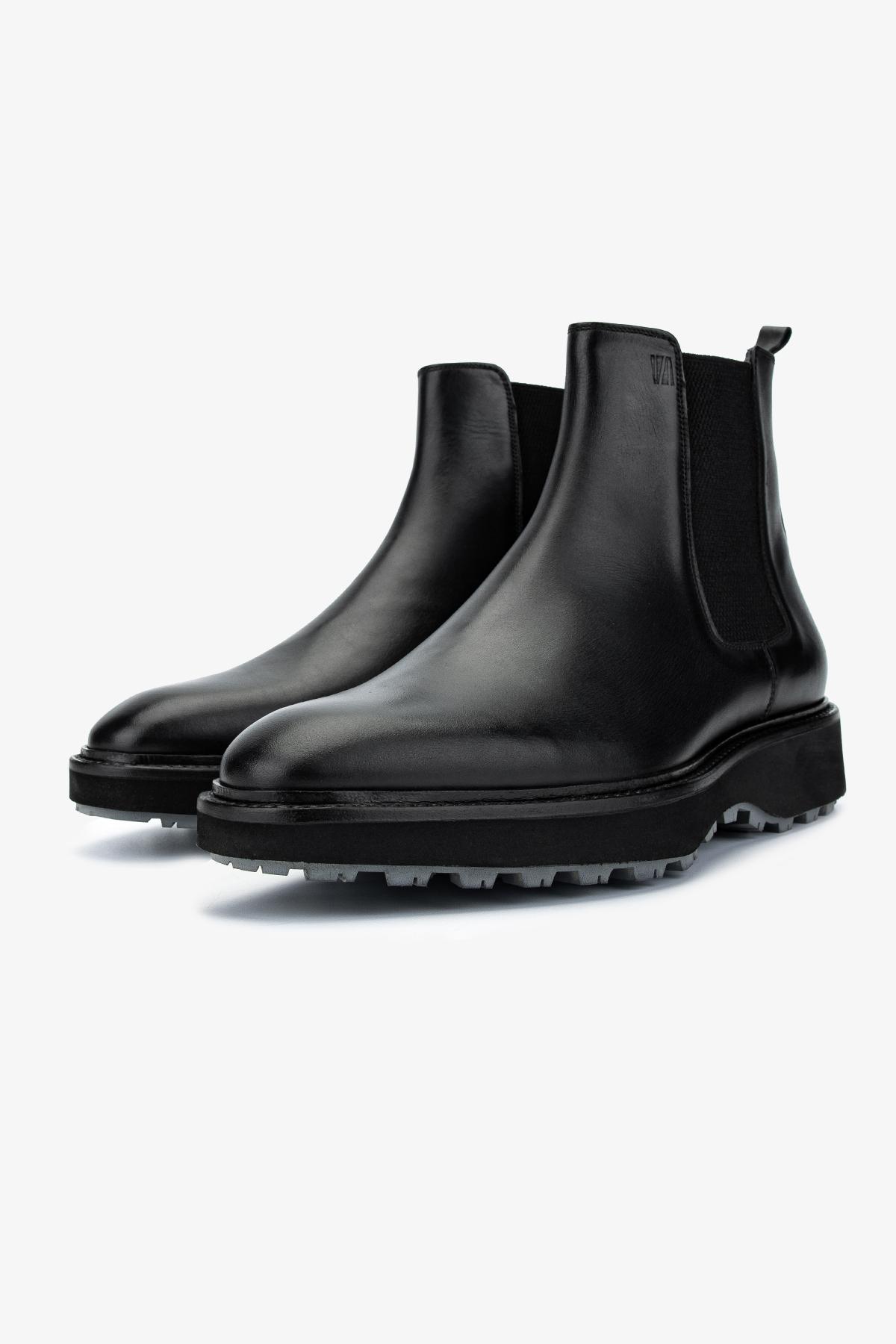 Valmenti Erkek Hakiki Deri Siyah Klasik Bot