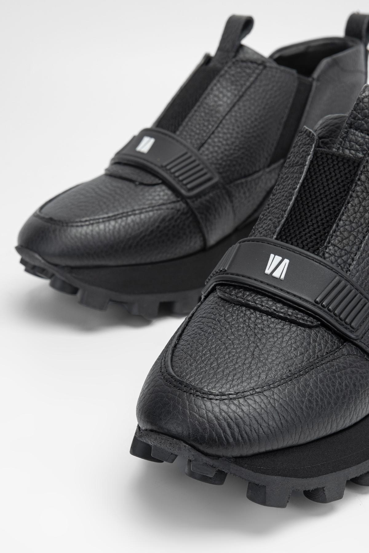 Valmenti Kadın Hakiki Deri Siyah Floter Düz Bot