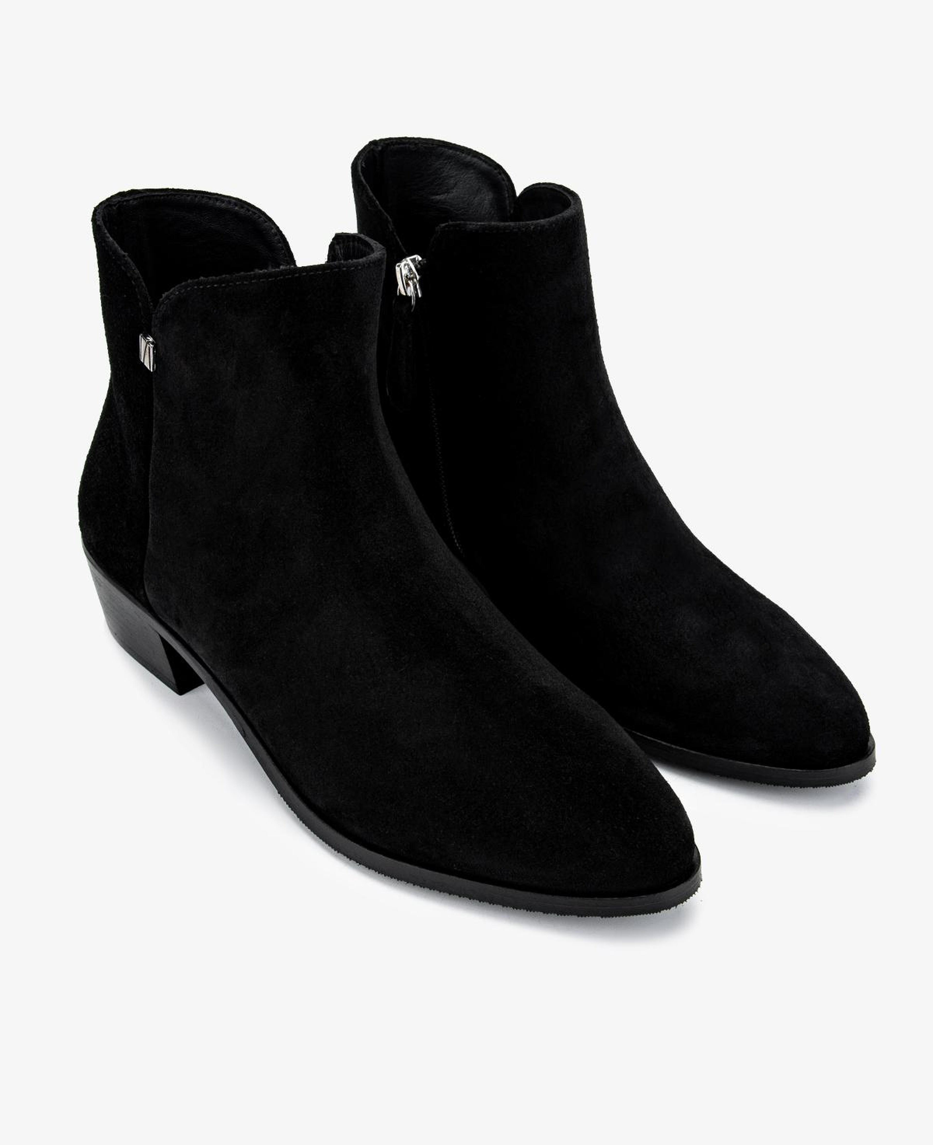 Valmenti Kadın Hakiki Deri Siyah Süet Topuklu Bot