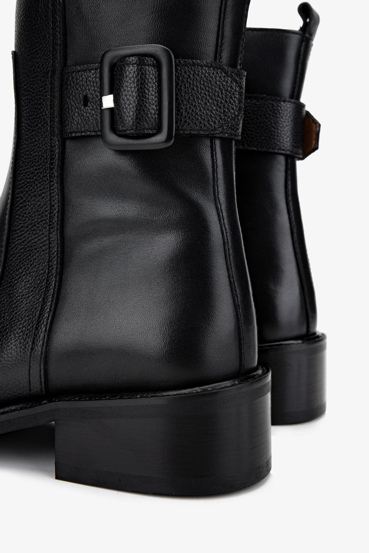 Valmenti Kadın Hakiki Deri Siyah Düz Bot