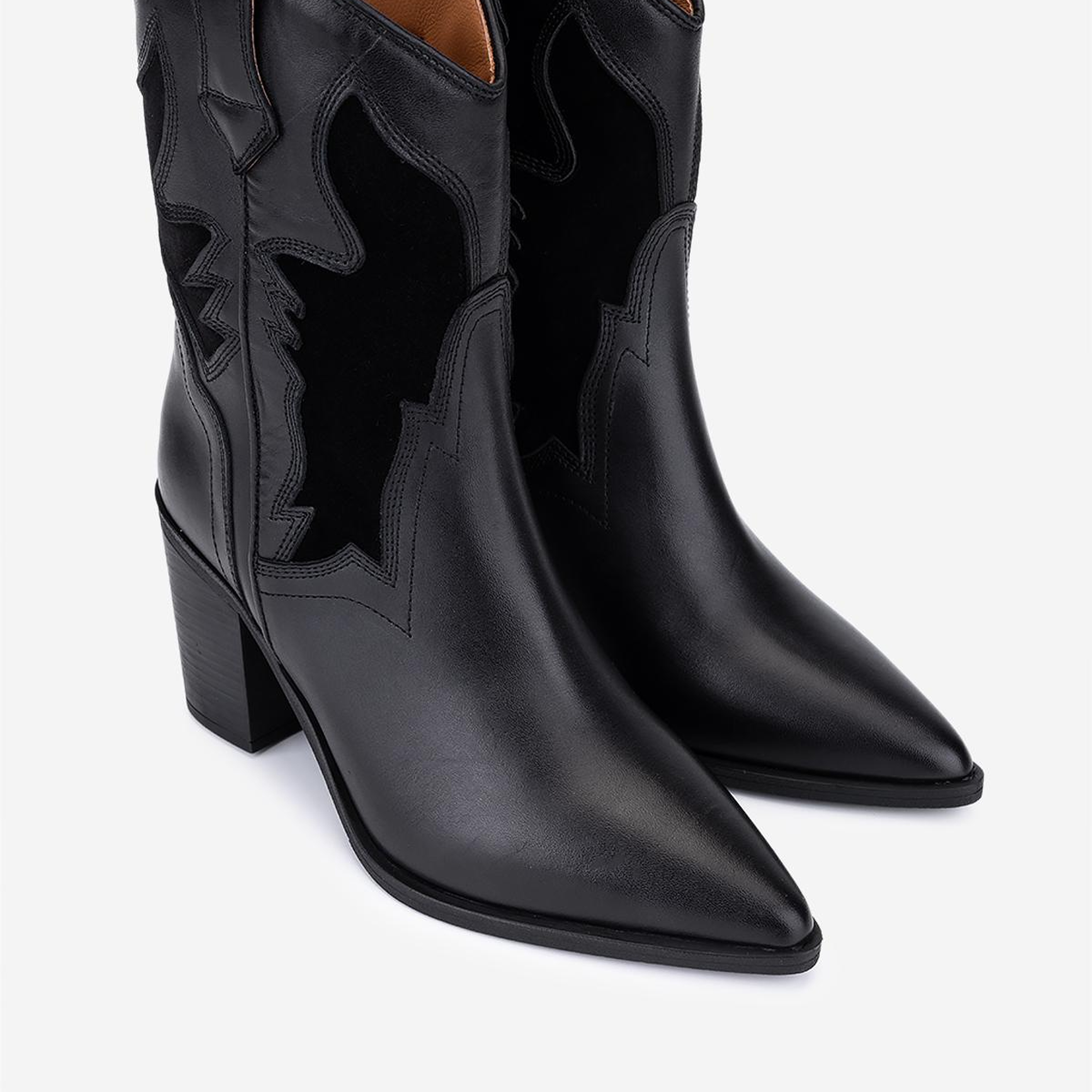 Valmenti Kadın Hakiki Deri Siyah Western Bot