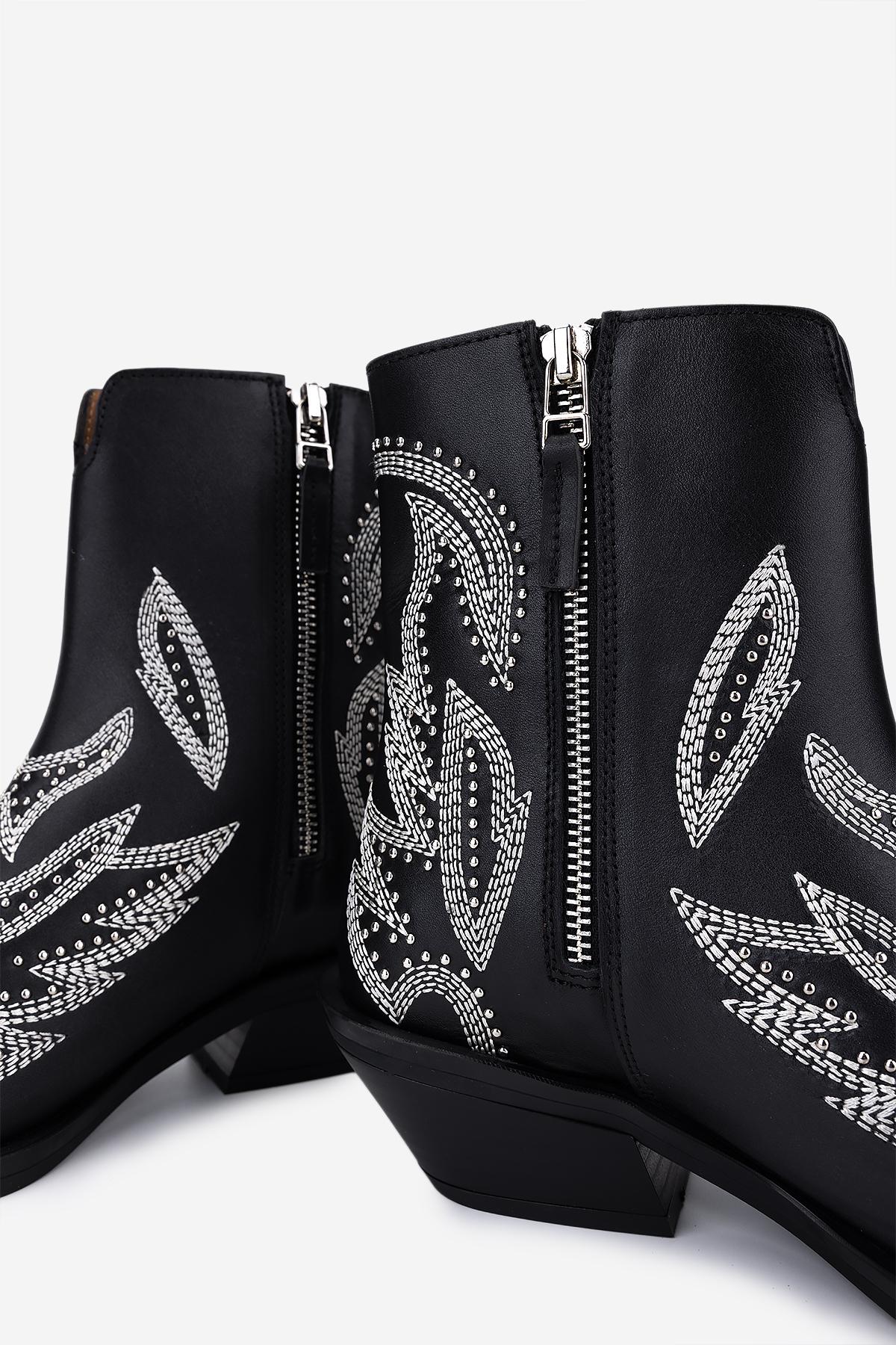 Valmenti Kadın Hakiki Deri Siyah Western Bot