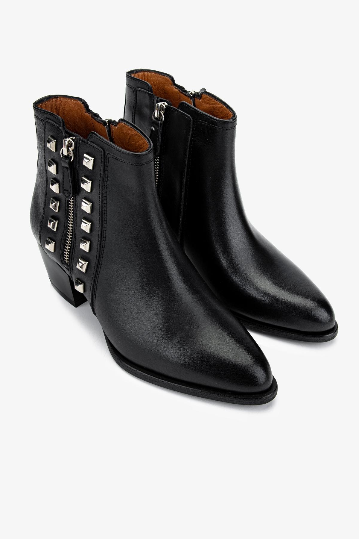 Valmenti Kadın Hakiki Deri Siyah Topuklu Bot