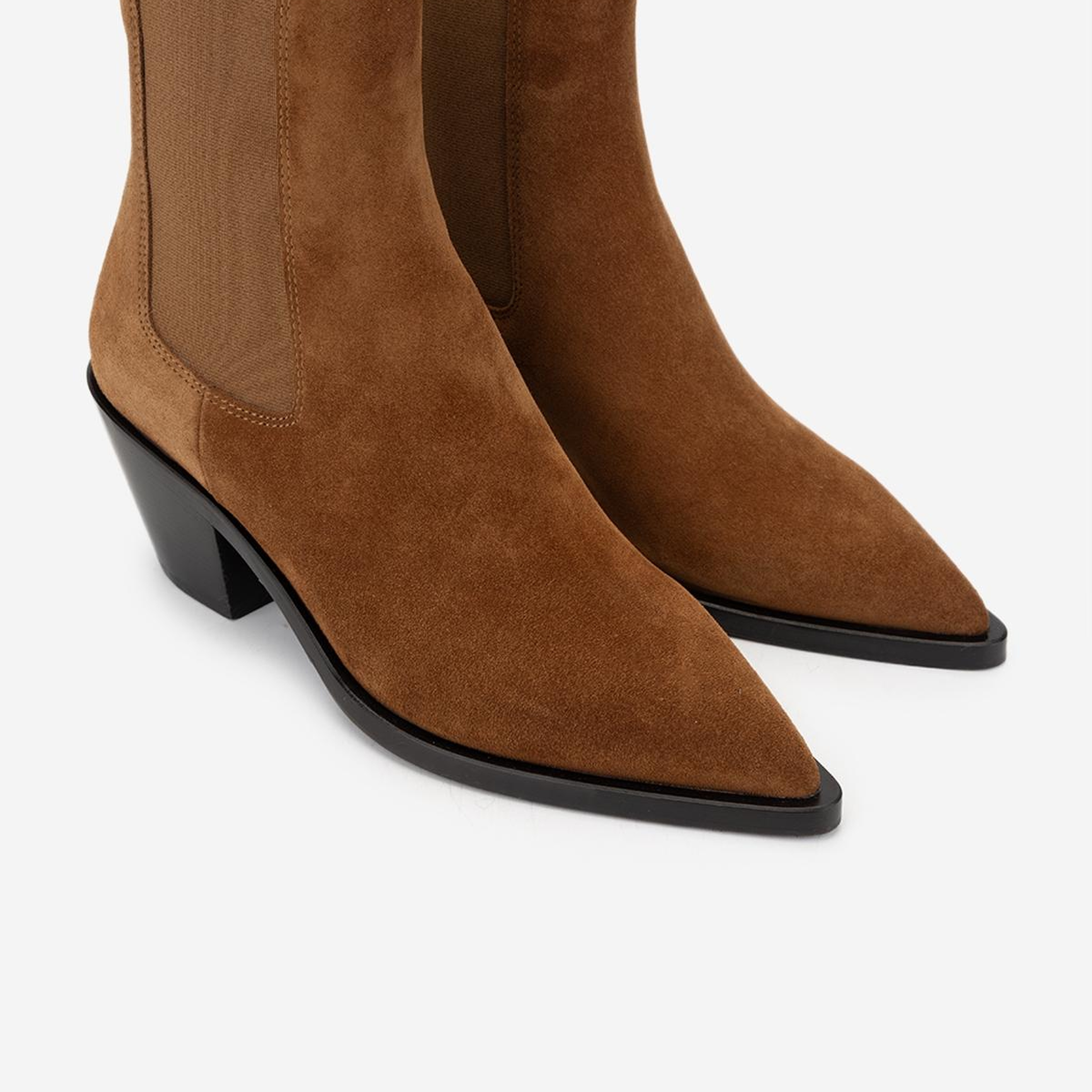 Valmenti Kadın Hakiki Deri Taba Süet Topuklu Bot