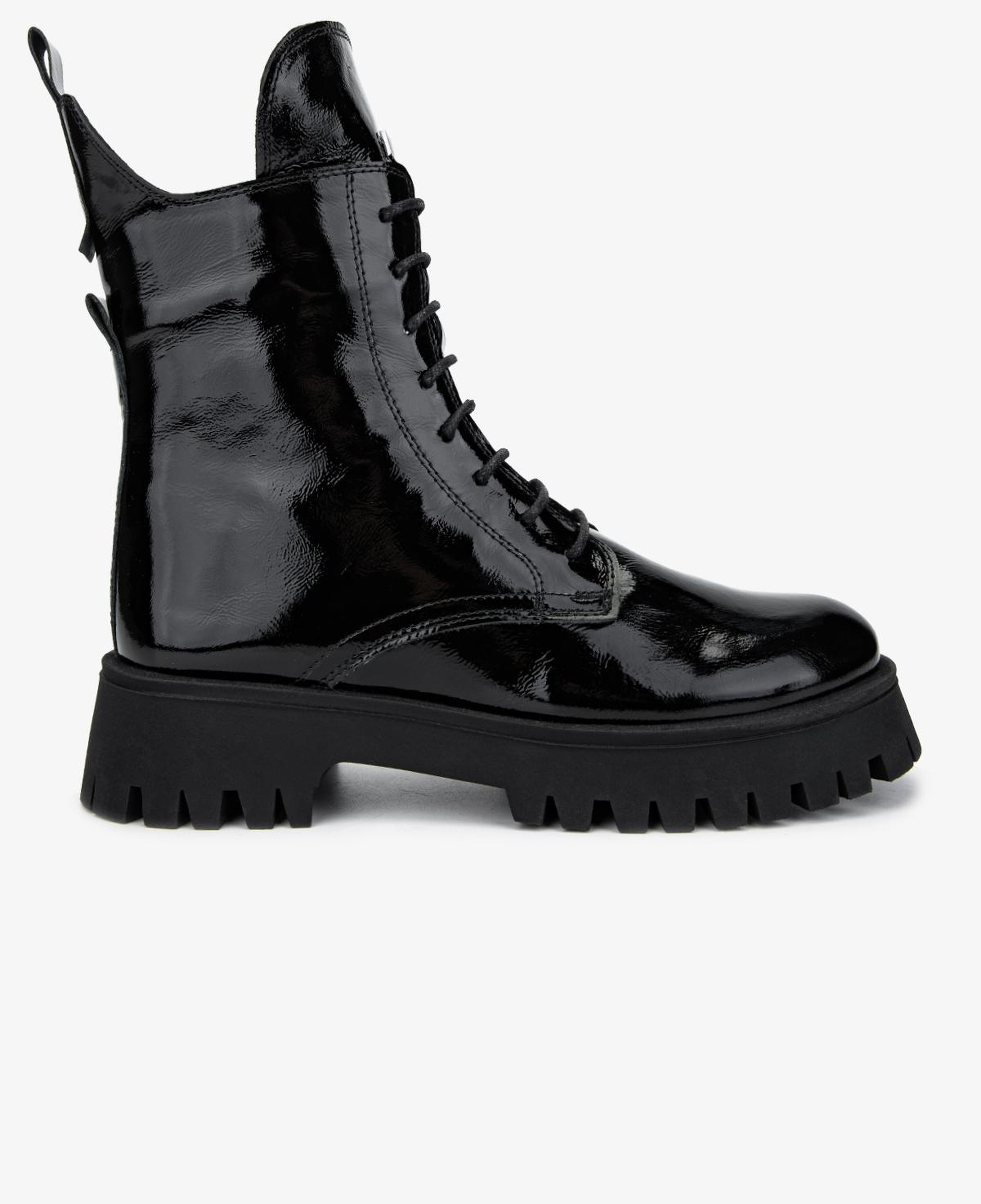 Valmenti Kadın Hakiki Deri Siyah Kırışık Rugan Düz Bot