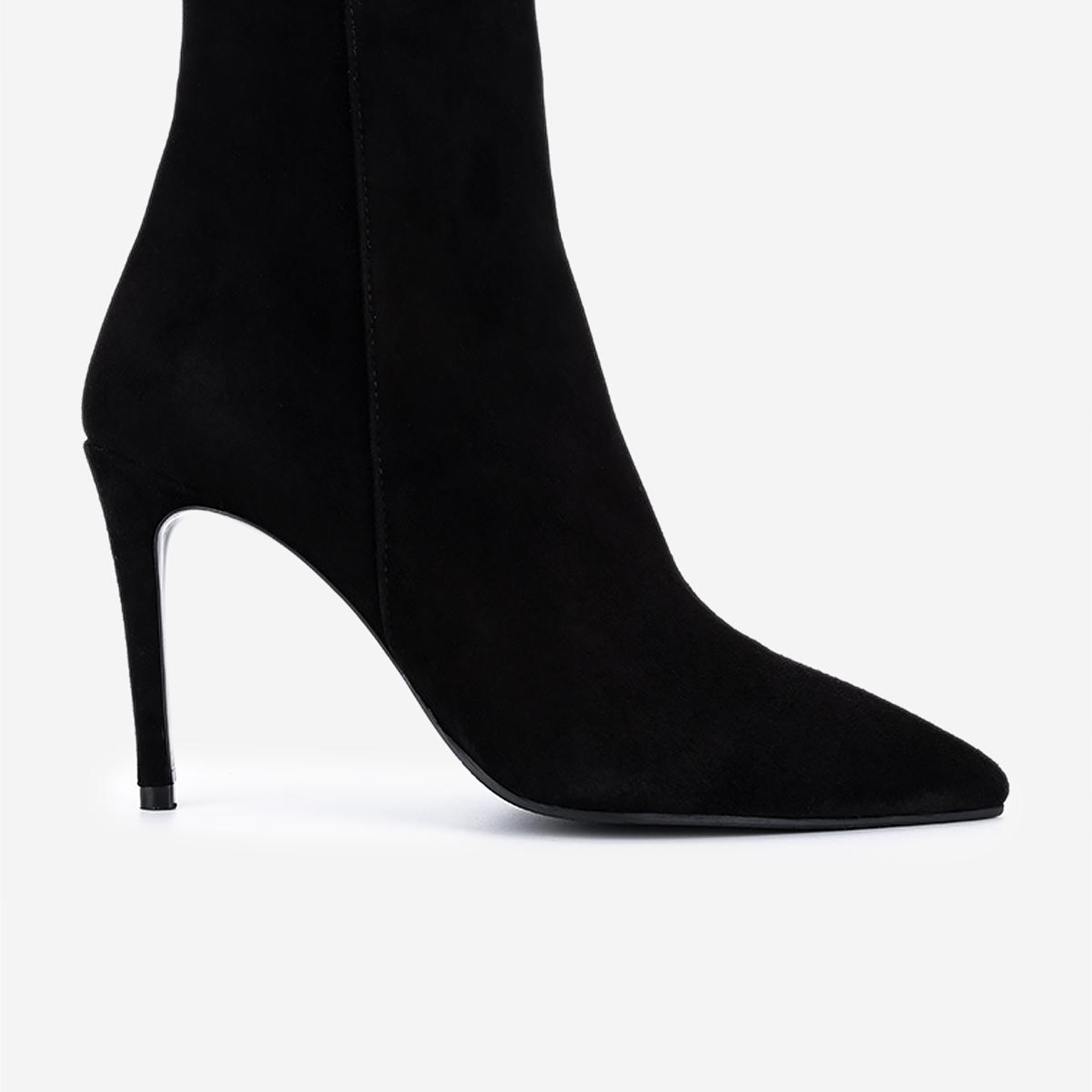 Valmenti Kadın Hakiki Deri Siyah Süet Topuklu Bot