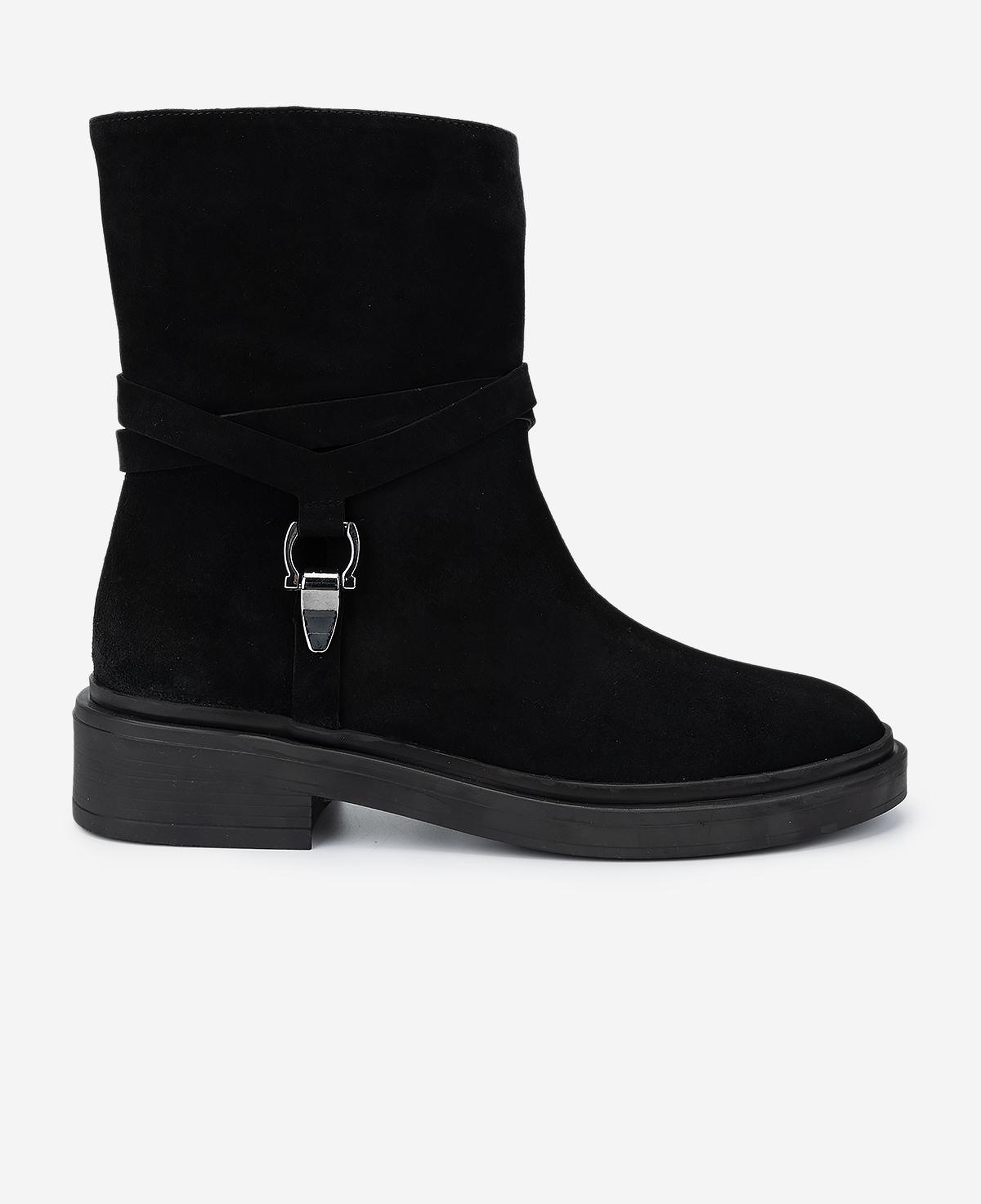 Valmenti Kadın Hakiki Deri Siyah Süet Topuklu Bot