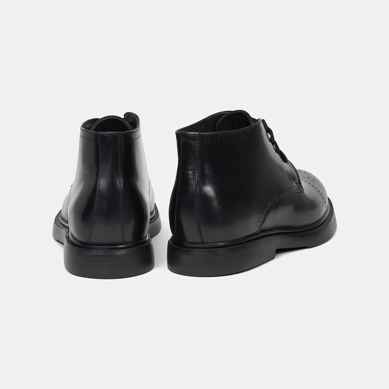 Erkek Siyah Bağcıklı Deri Bot