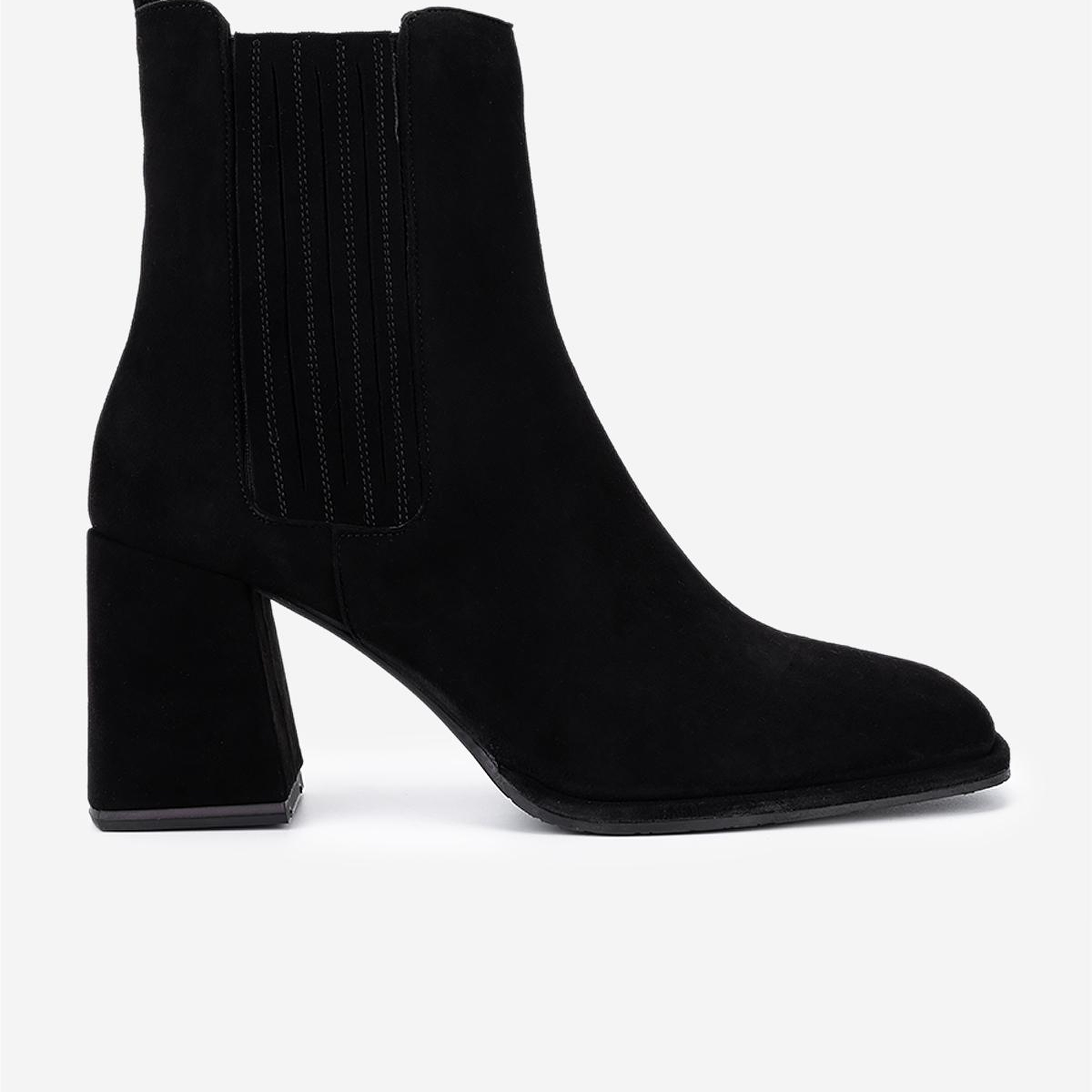 Valmenti Kadın Hakiki Deri Siyah Süet Topuklu Bot