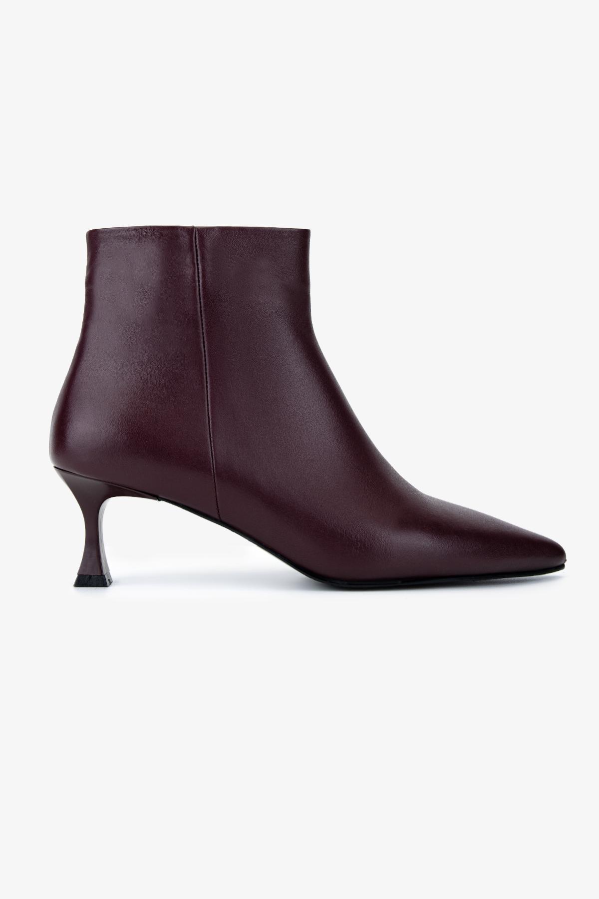 Valmenti Kadın Hakiki Deri Bordo Topuklu Bot