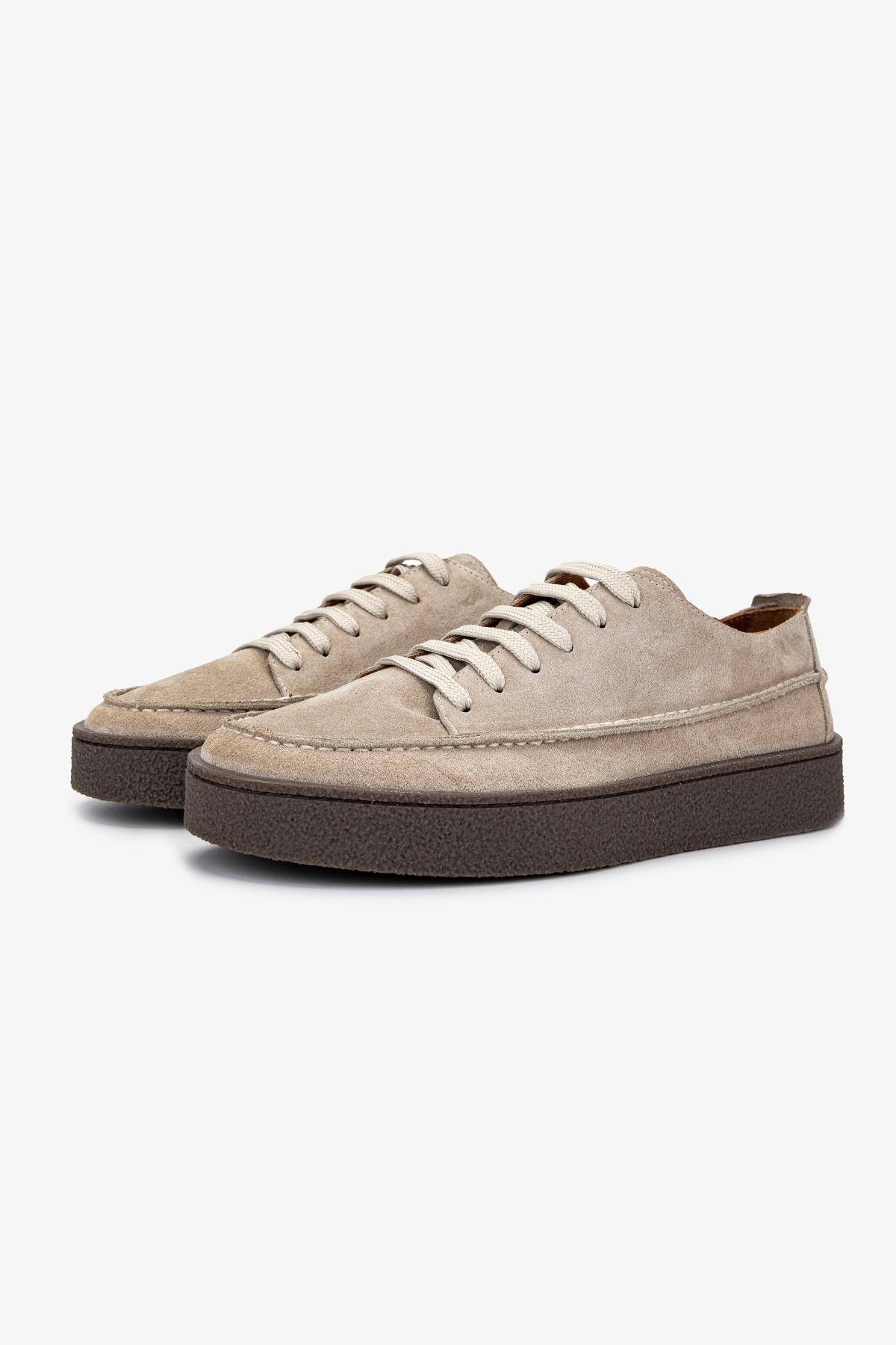 Valmenti Erkek Hakiki Deri Bej Süet Sneakers & Spor Ayakkabı