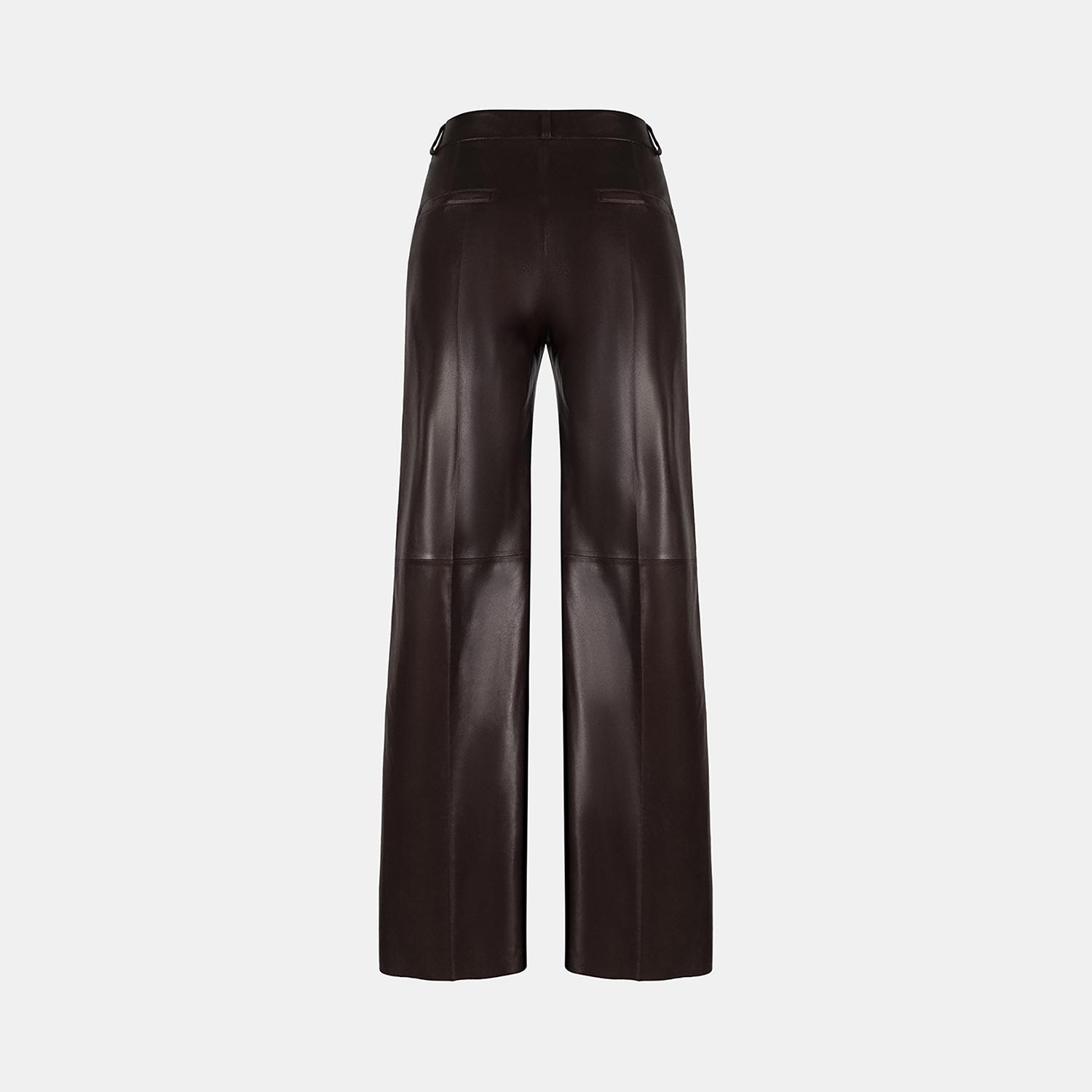 Kadın Bordo Deri Pantolon