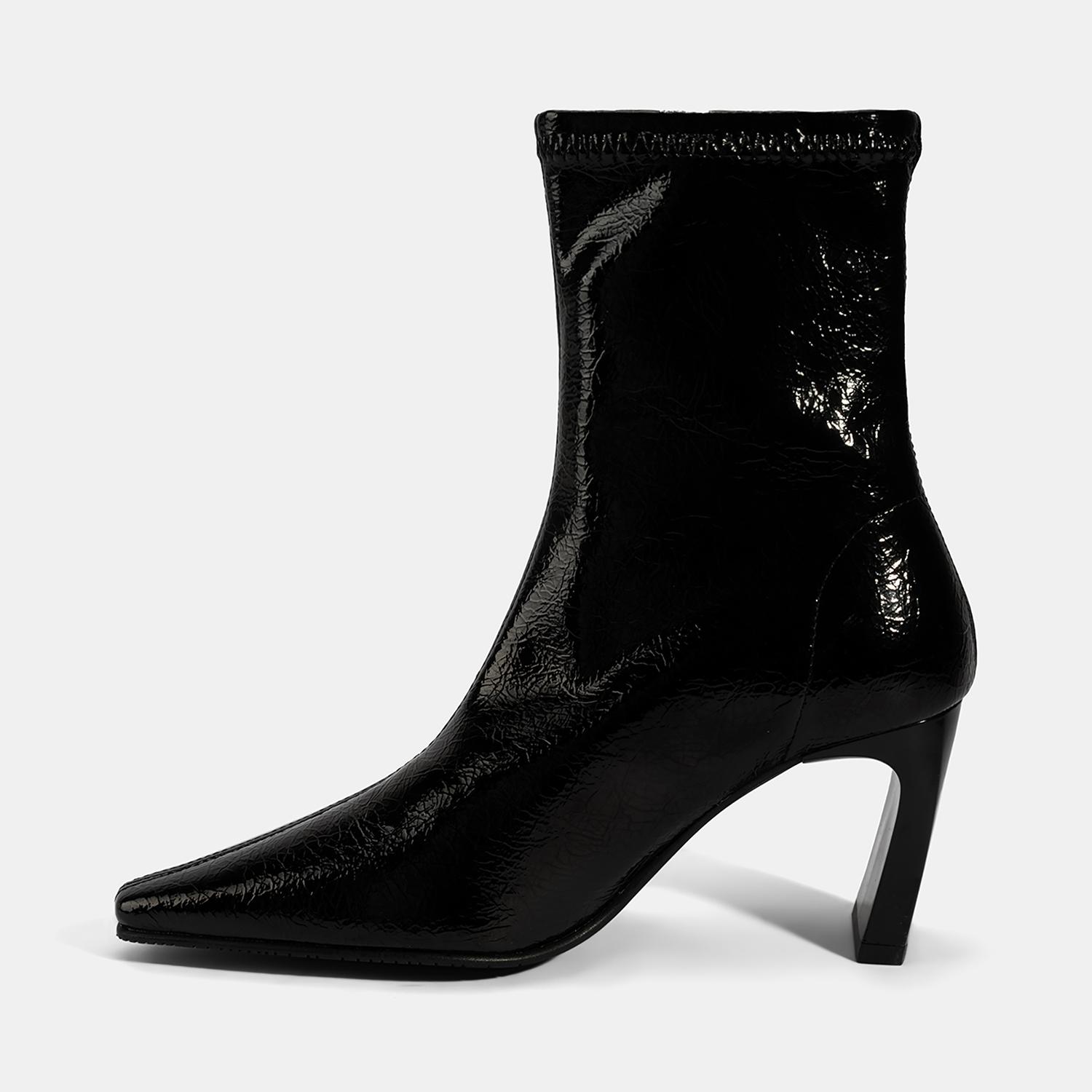 Kadın Siyah Kalın Topuklu Stretch Bot