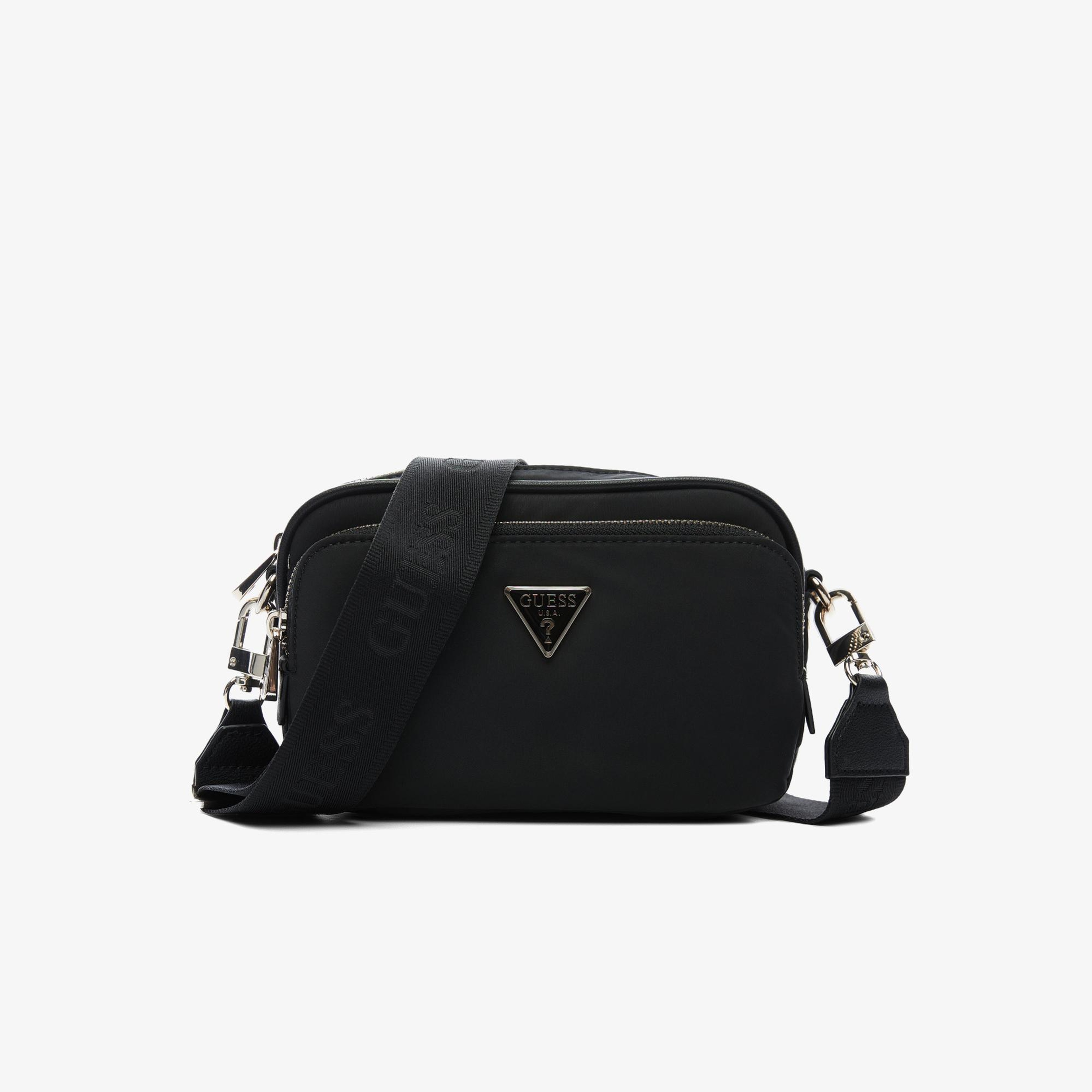 Guess Eco Gemma Tote Crossbody Camera Kadın Siyah Çapraz Çanta