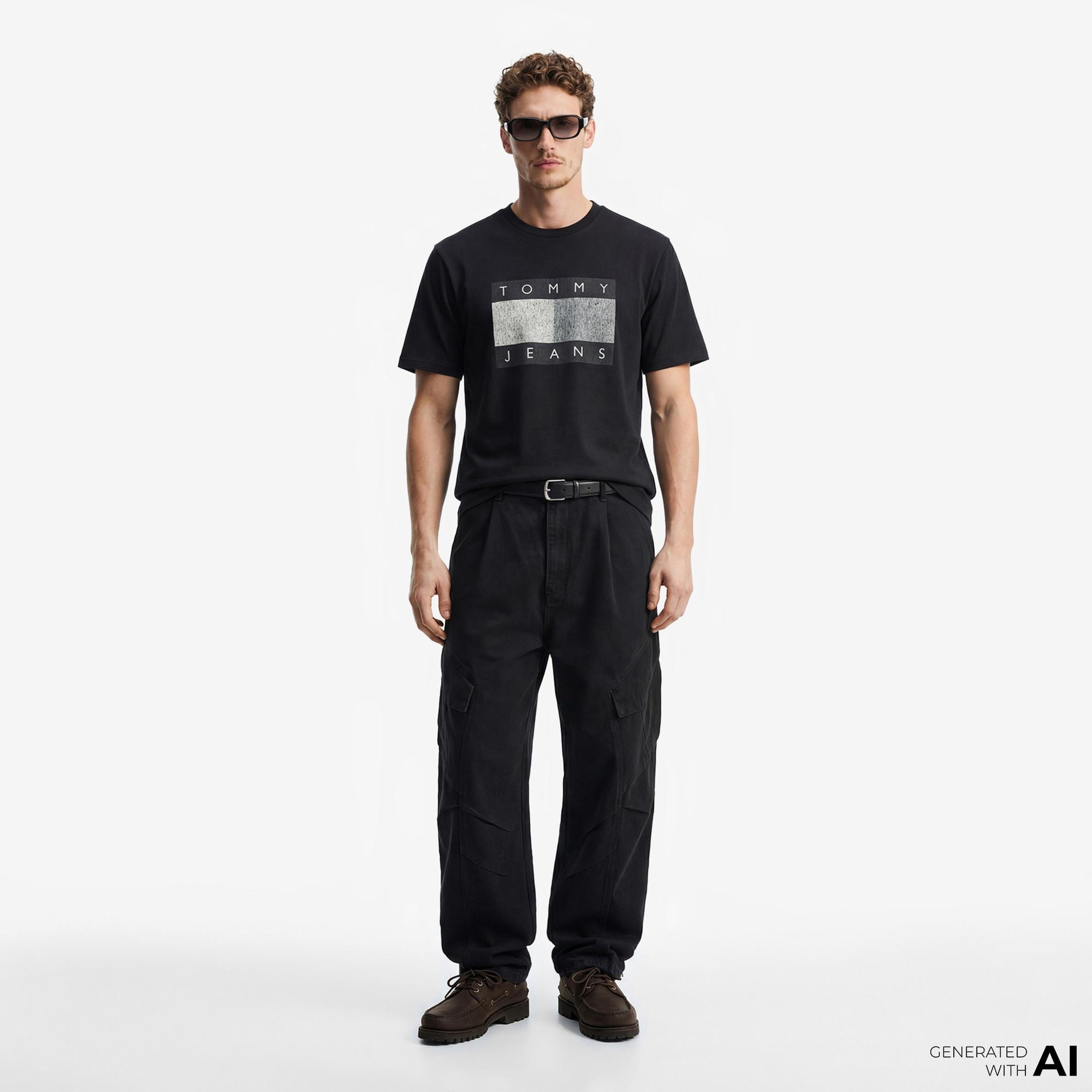 Tommy Hilfiger Flag Bearer Erkek Siyah T-Shirt