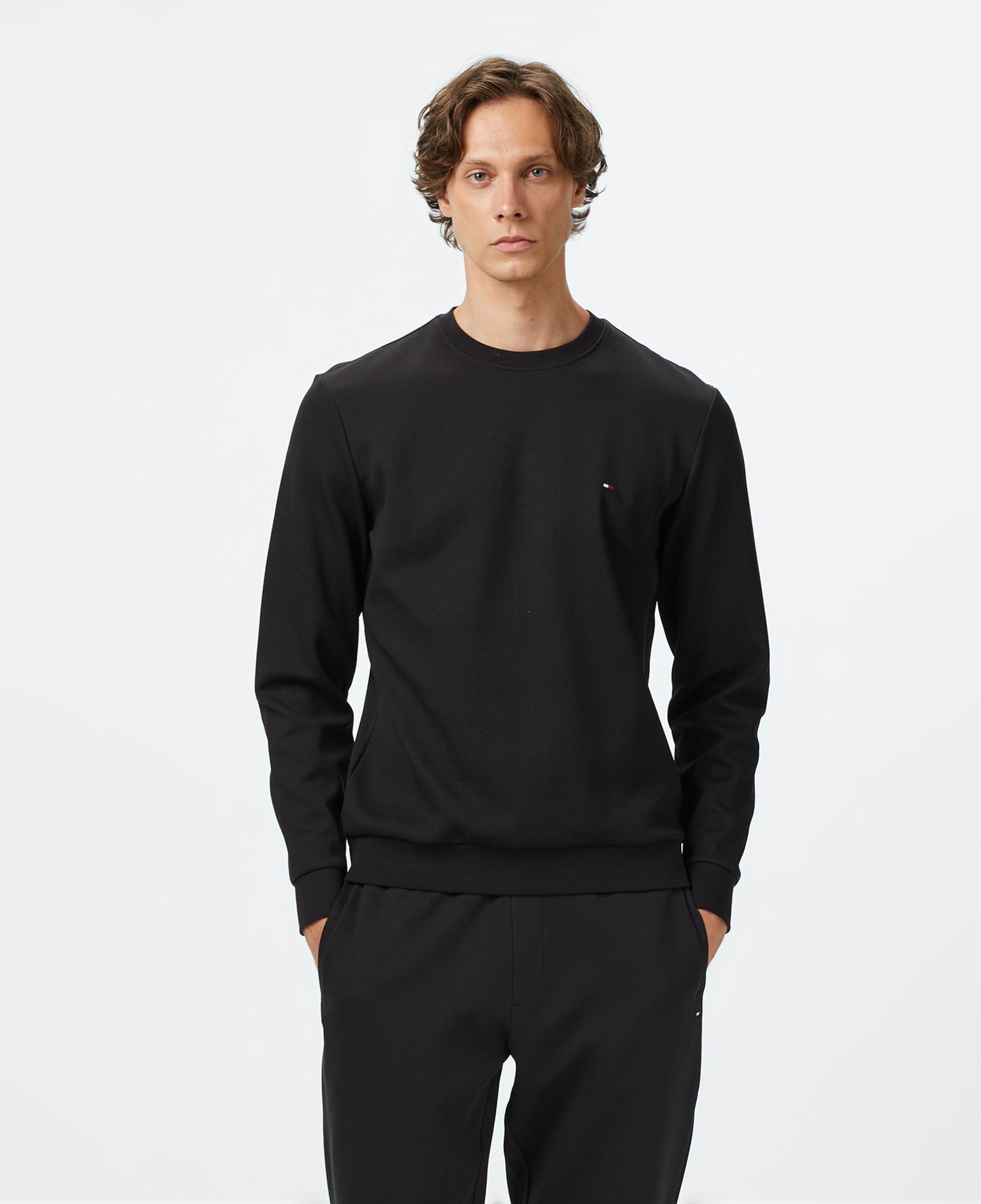 Tommy Hilfiger Essential Intechno Yuvarlak Yaka Erkek Siyah Sweatshirt