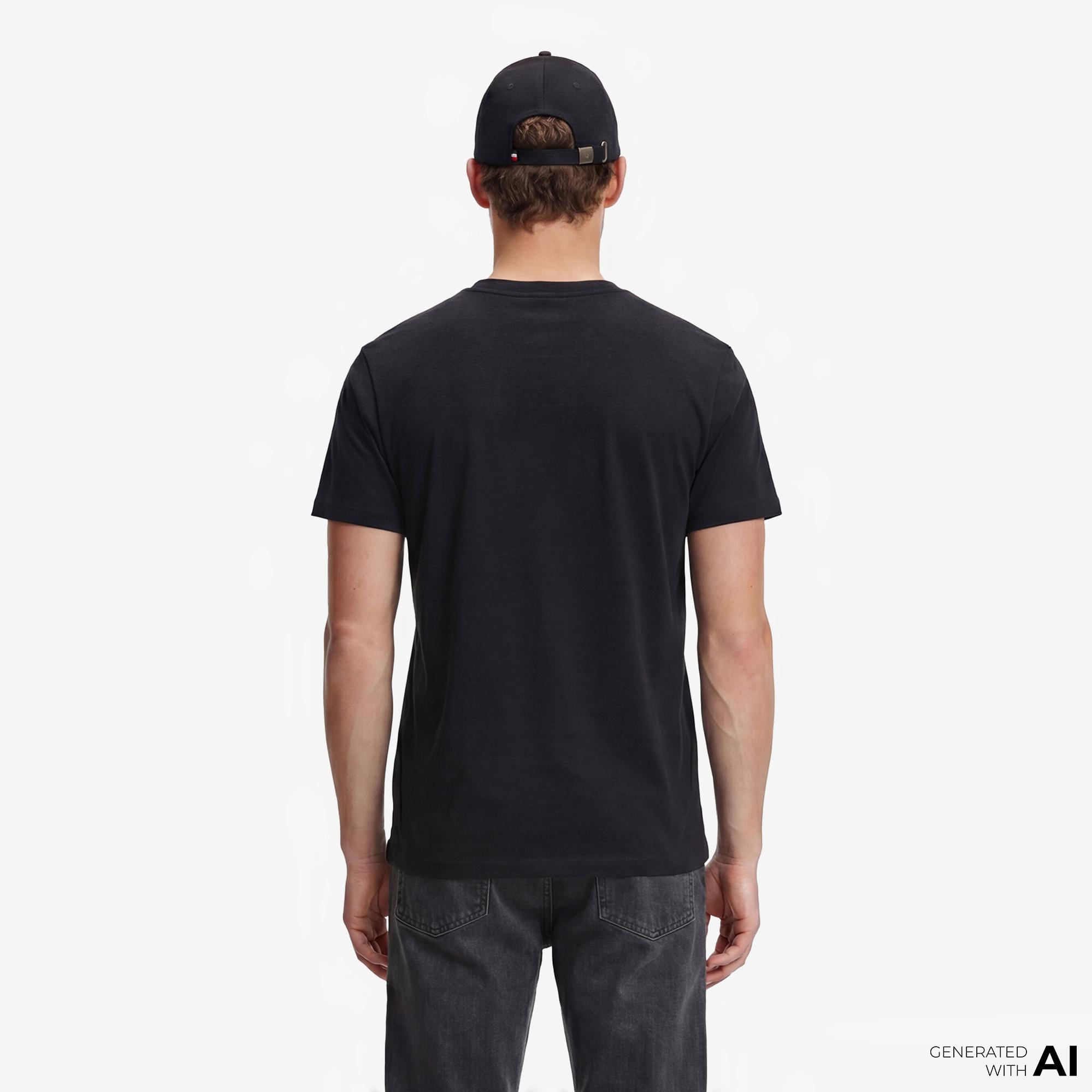 Tommy Hilfiger Flag Erkek Siyah T-Shirt