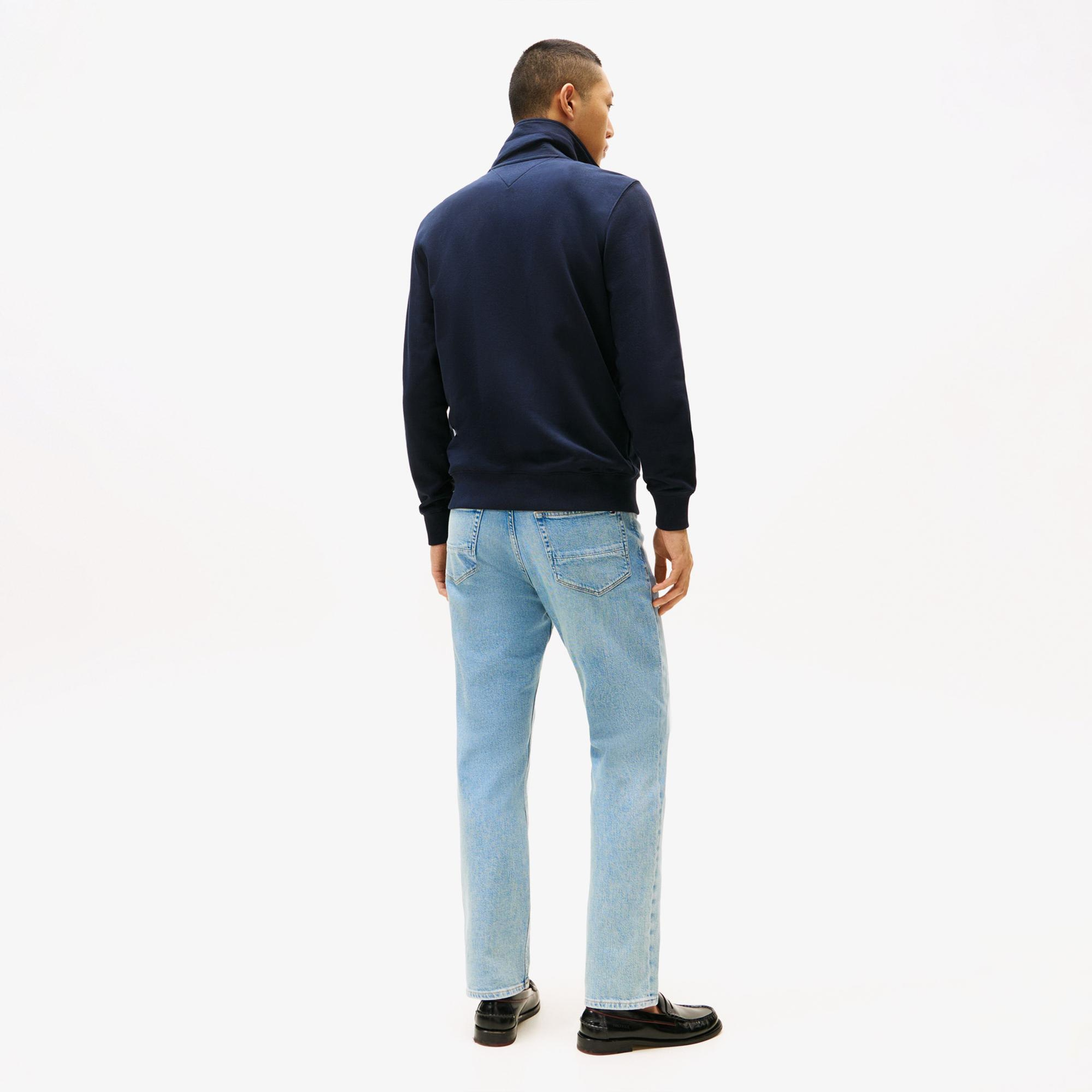 Tommy Hilfiger Essential Terry Stand Collar Erkek Fermuarlı Lacivert Sweatshirt