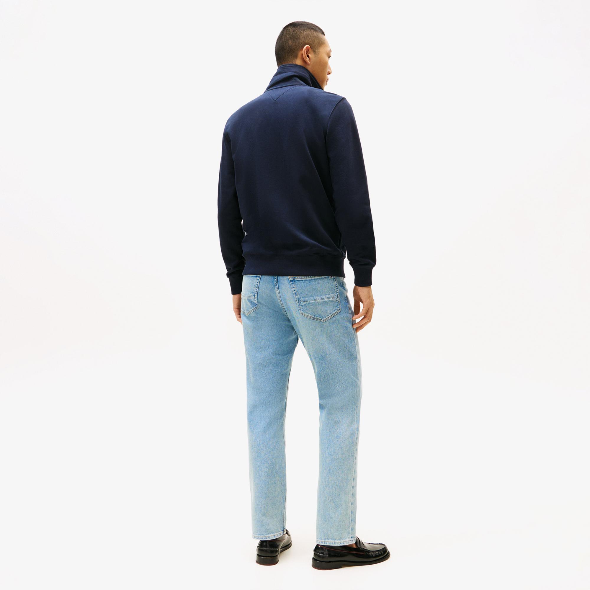 Tommy Hilfiger Essential Terry Stand Collar Erkek Fermuarlı Lacivert Sweatshirt