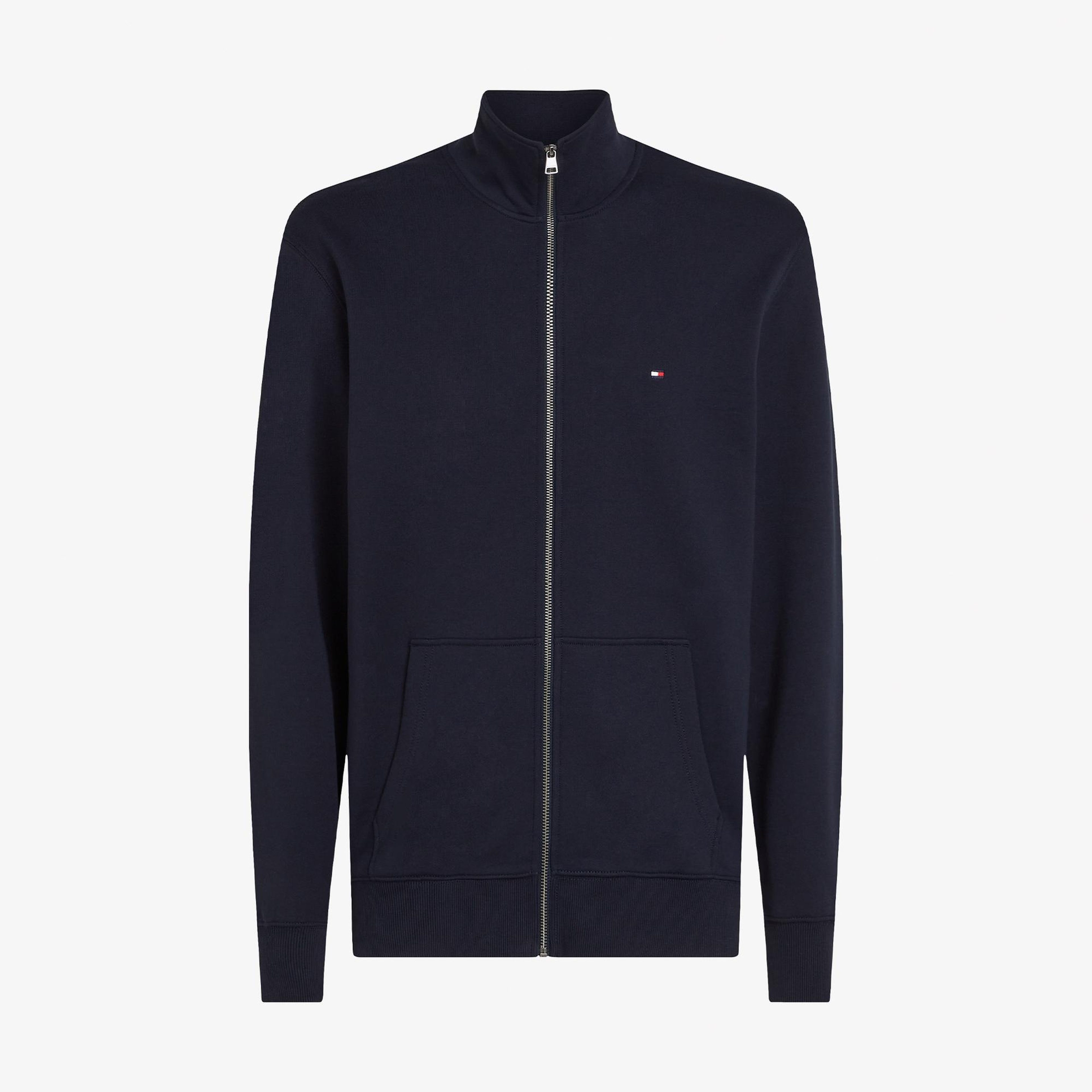 Tommy Hilfiger Essential Terry Stand Collar Erkek Fermuarlı Lacivert Sweatshirt