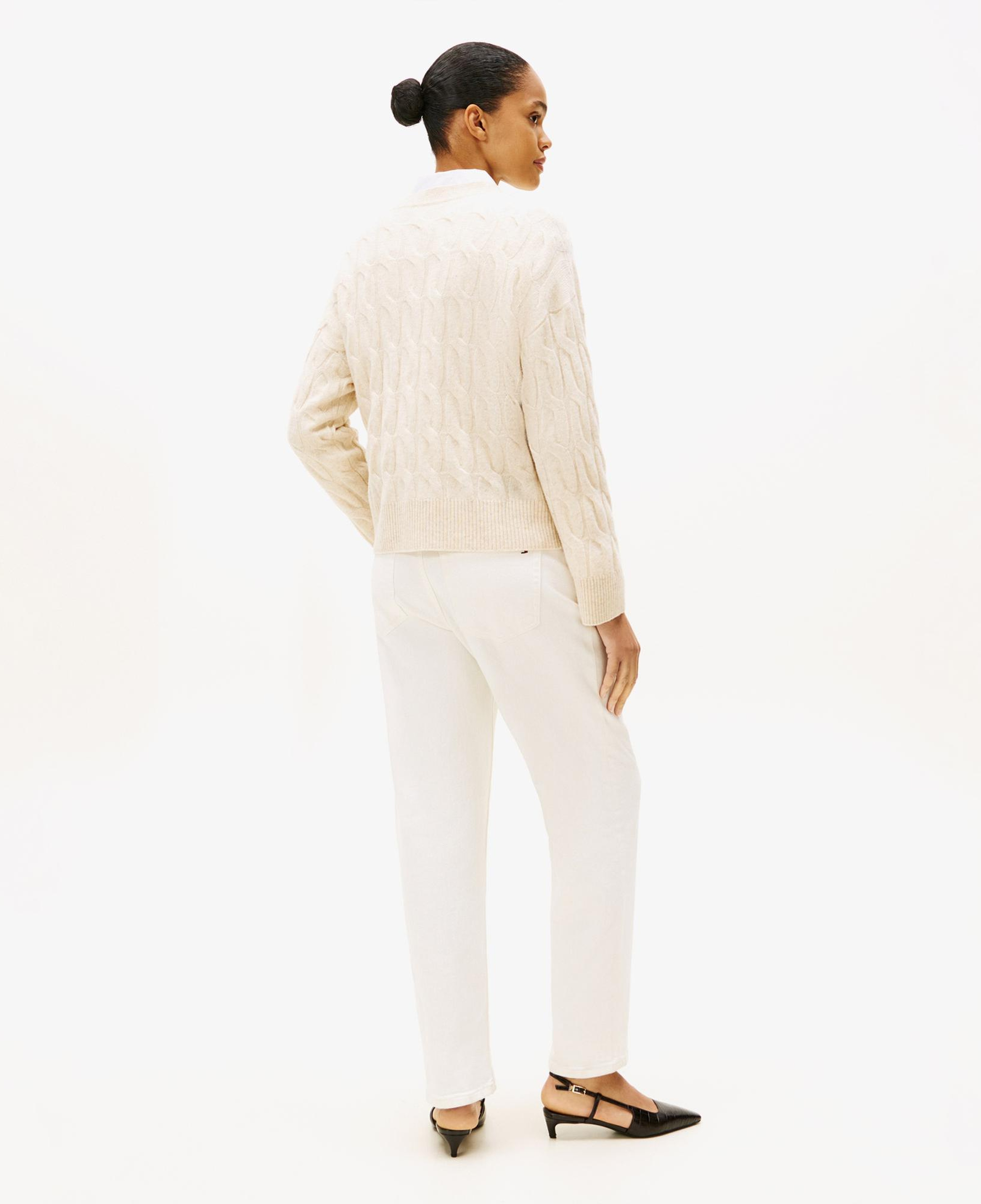 Tommy Hilfiger Soft Wool Cable Cardigan Kadın Bej Hırka